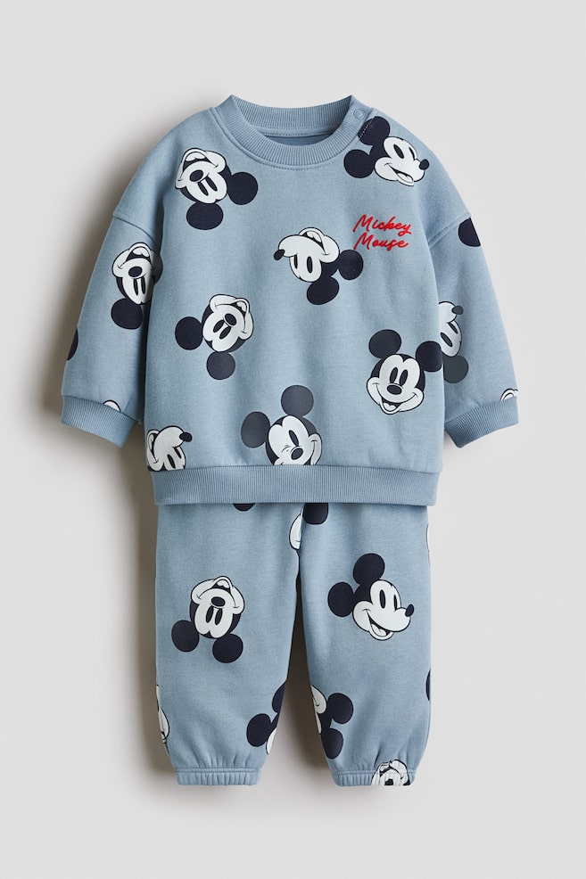 2-Piece Printed Sweatshirt and Joggers Set - Dusty blue/Mickey Mouse/Light gray/Mickey Mouse/Cream/The Lion King/Light gray/Mickey Mouse/Dark gray/The Lion King/Dark dusty blue/Mickey Mouse - 1