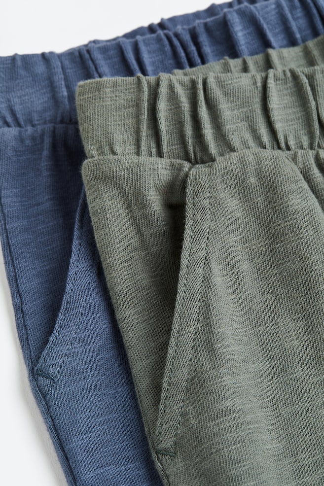 2-pack slub jersey trousers - Sage green marl/Blue marl - 4