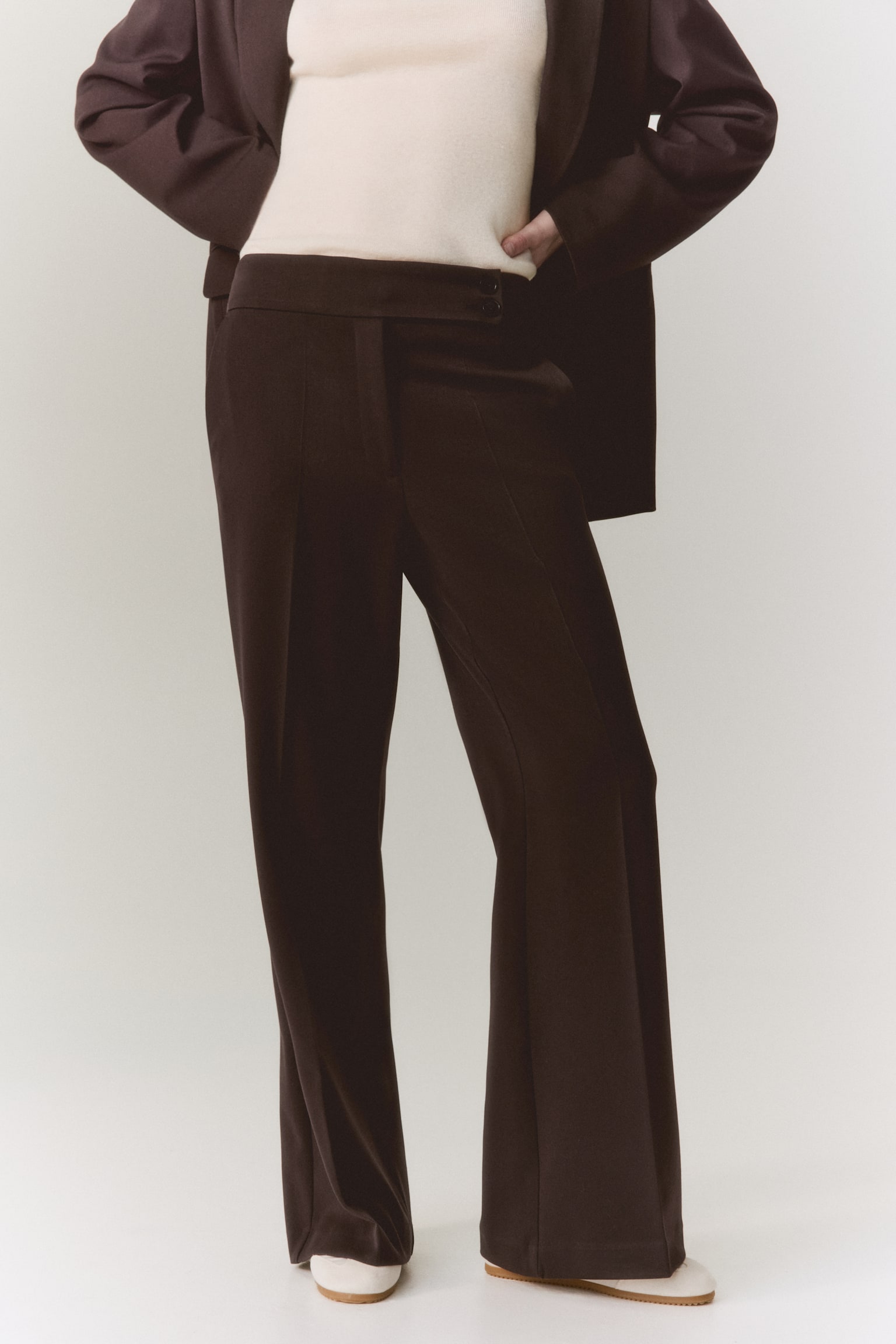 Bootcut-bukser i twill - Mørkebrun/Sort - 3