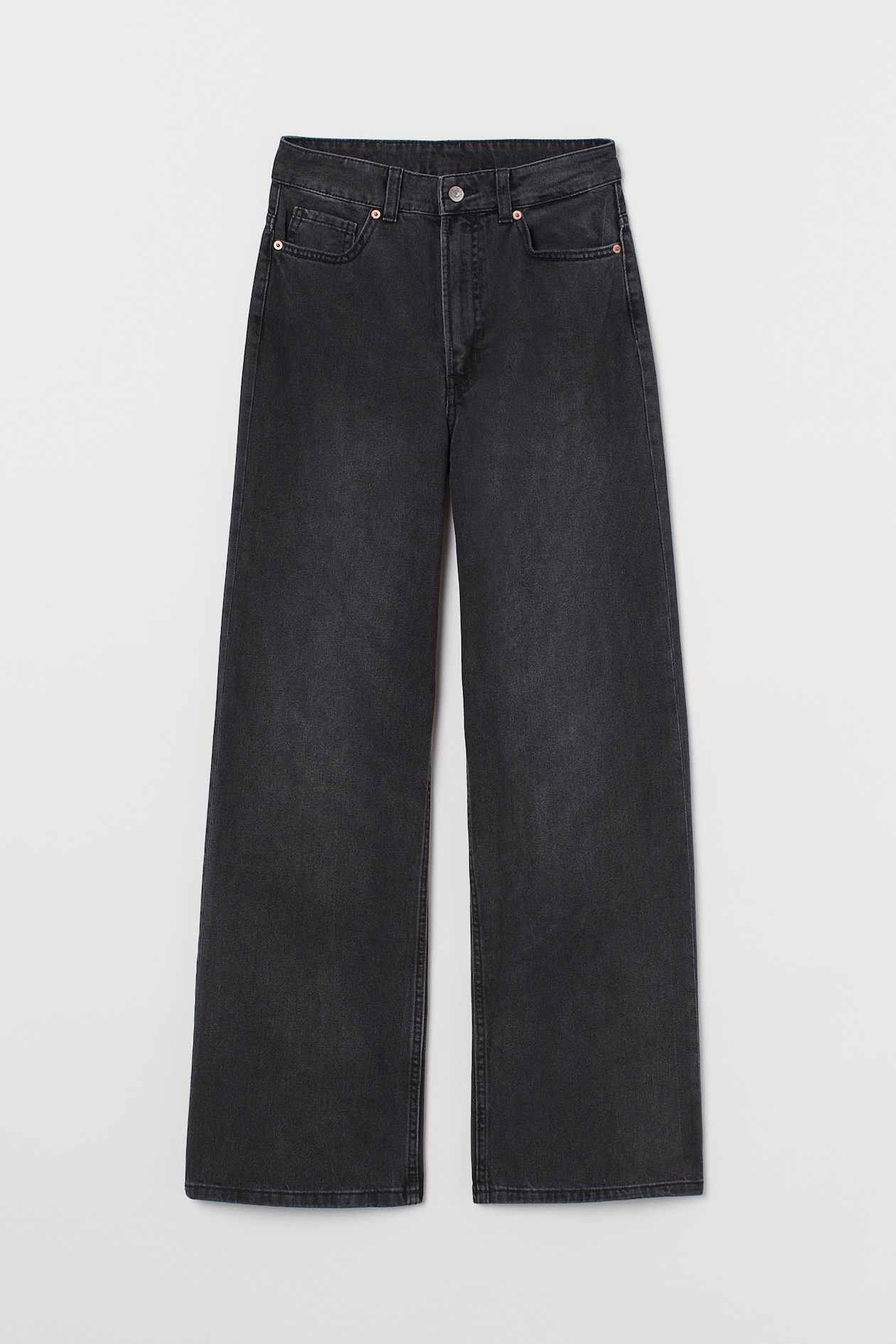 Wide High Jeans - High waist - Long - Black - Ladies | H&M US