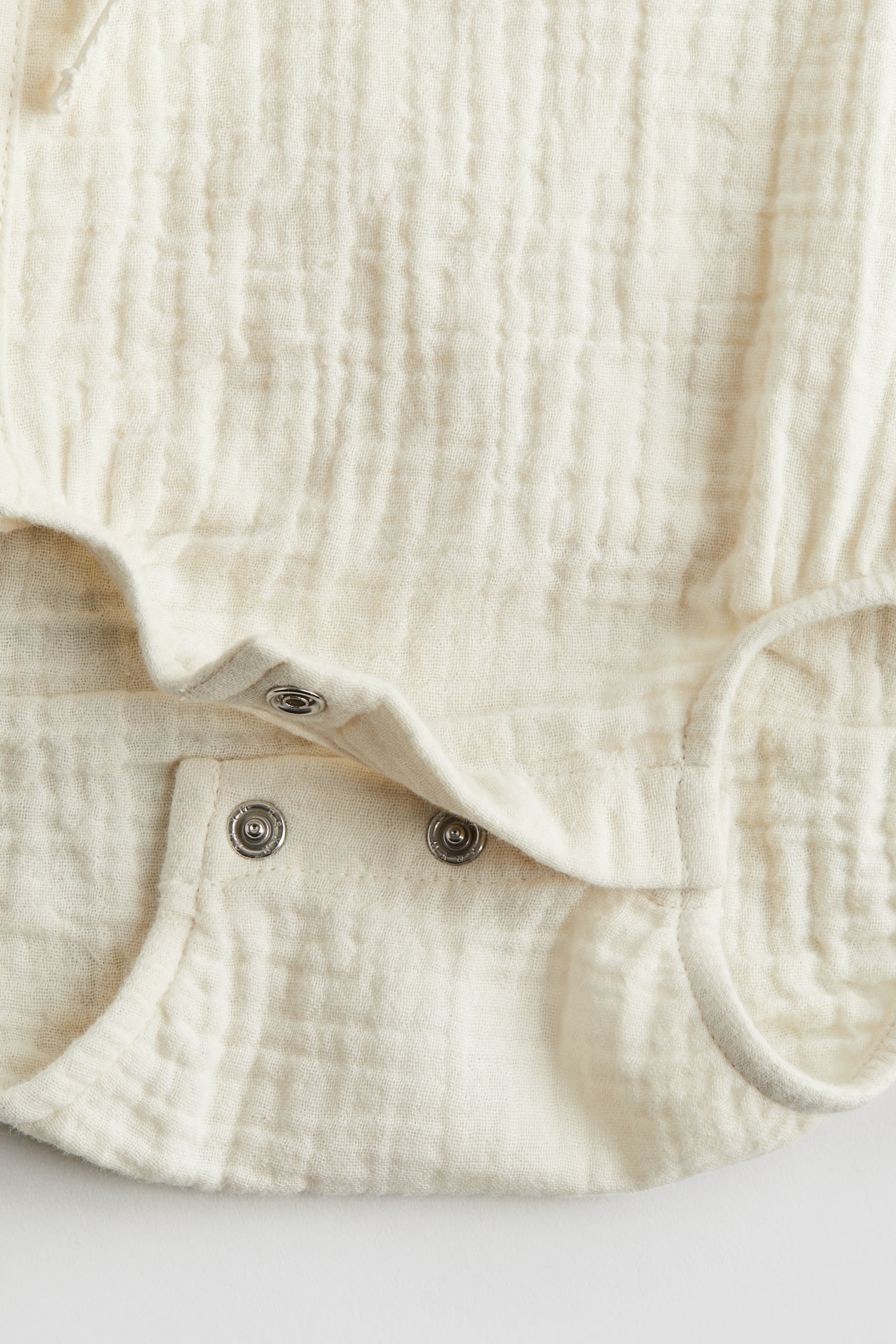 Cotton muslin wrapover bodysuit - Cream - 2