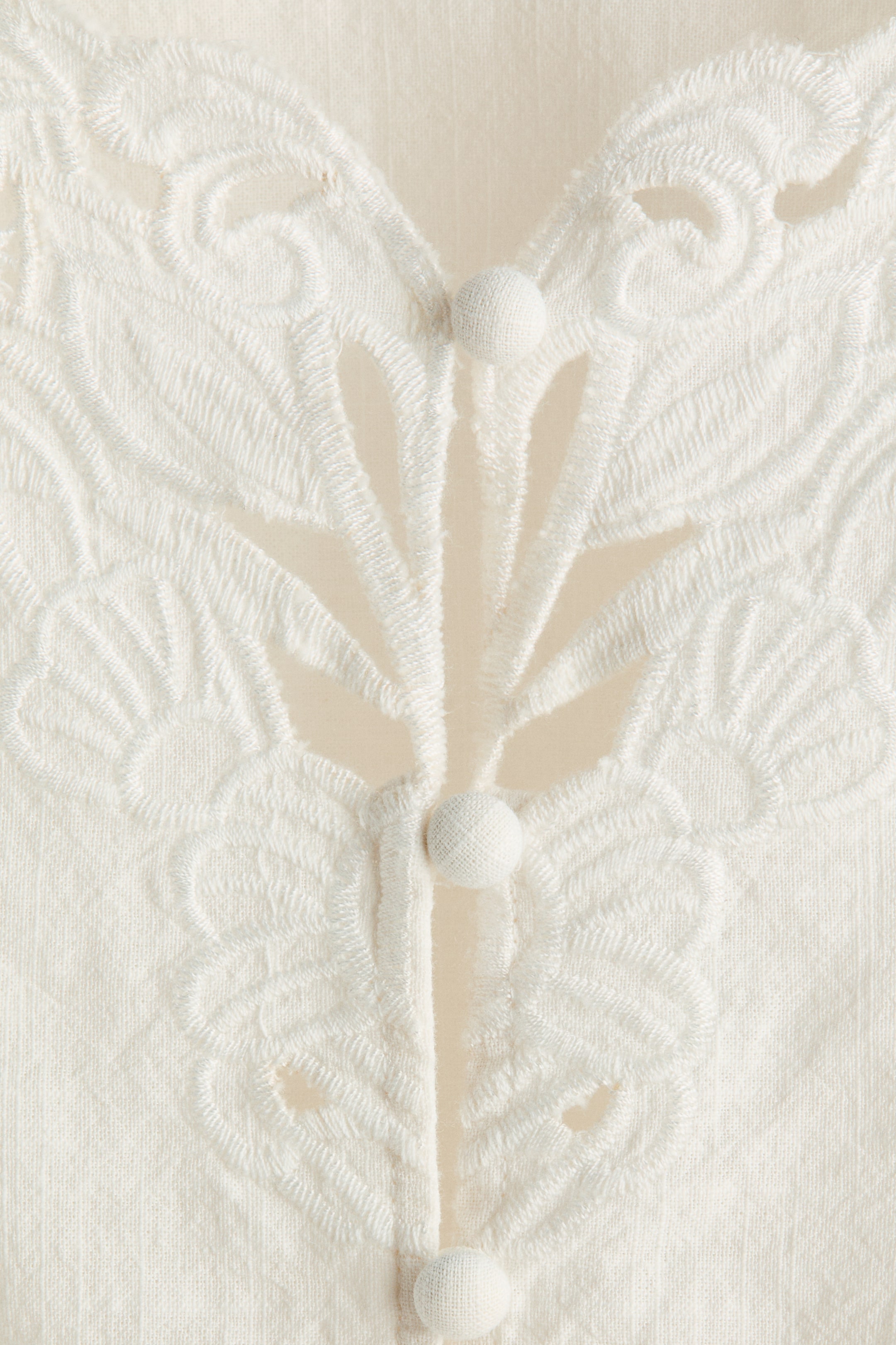Peplum Blouse with Eyelet Embroidery