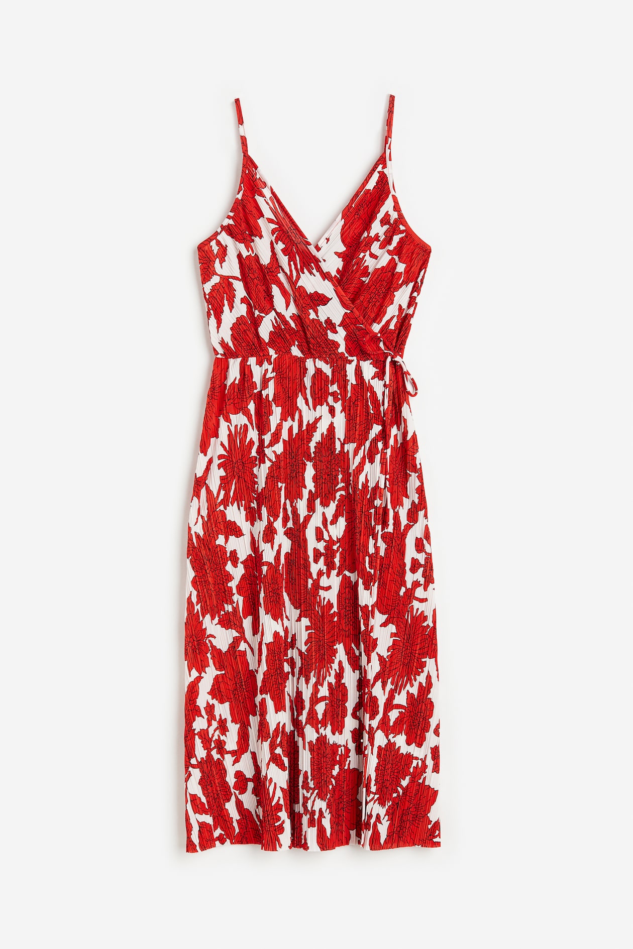 Plisséjurk met overslag Wit/rode bloemen DAMES H&M NL