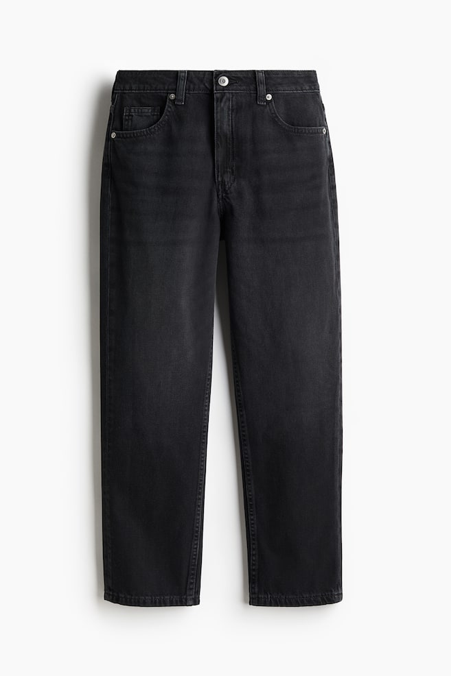 Straight High Ankle Jeans - Schwarz/Helles Denimblau/Weiß - 1