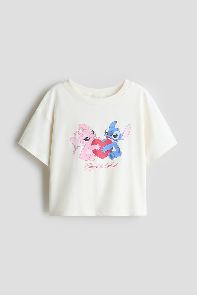 Cotton T-Shirt with Printed Motif - White/Lilo & Stitch/Light blue/Lilo & Stitch/Light purple/CapyFun/Light pink/Kuromi - 1