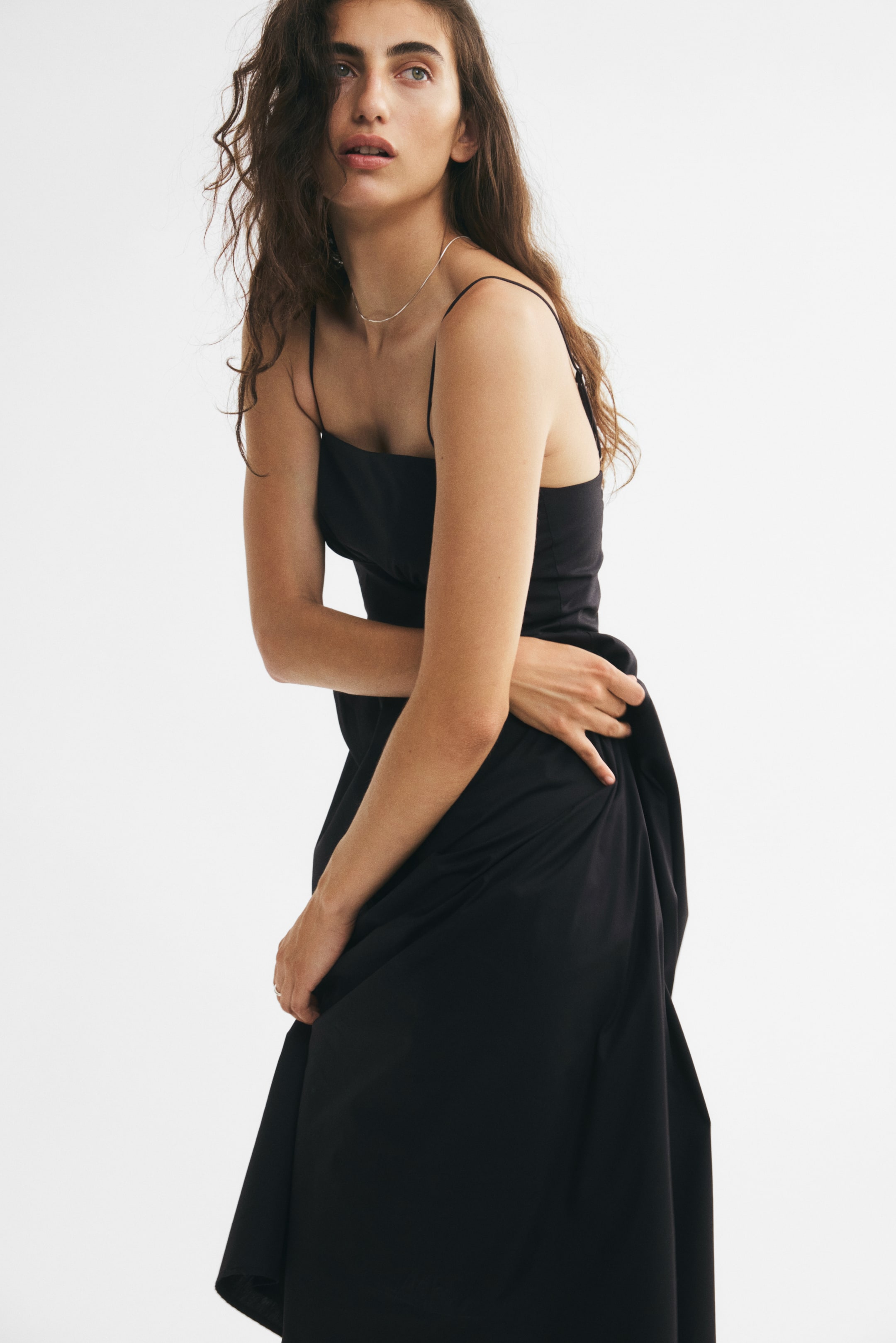 Poplin Dress with Flared Skirt