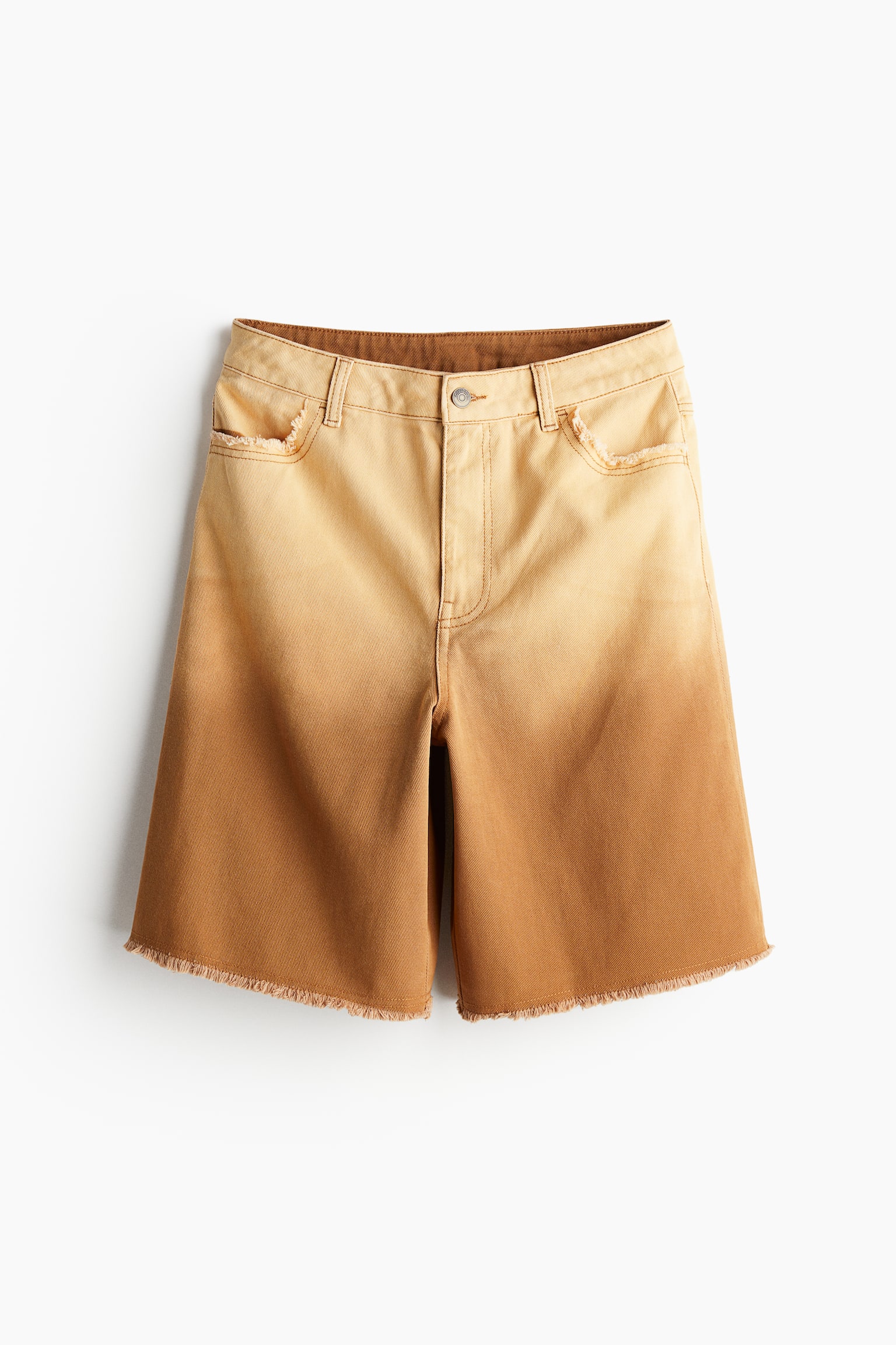 Frayed-edge Bermuda shorts - Brown/Ombre - 2