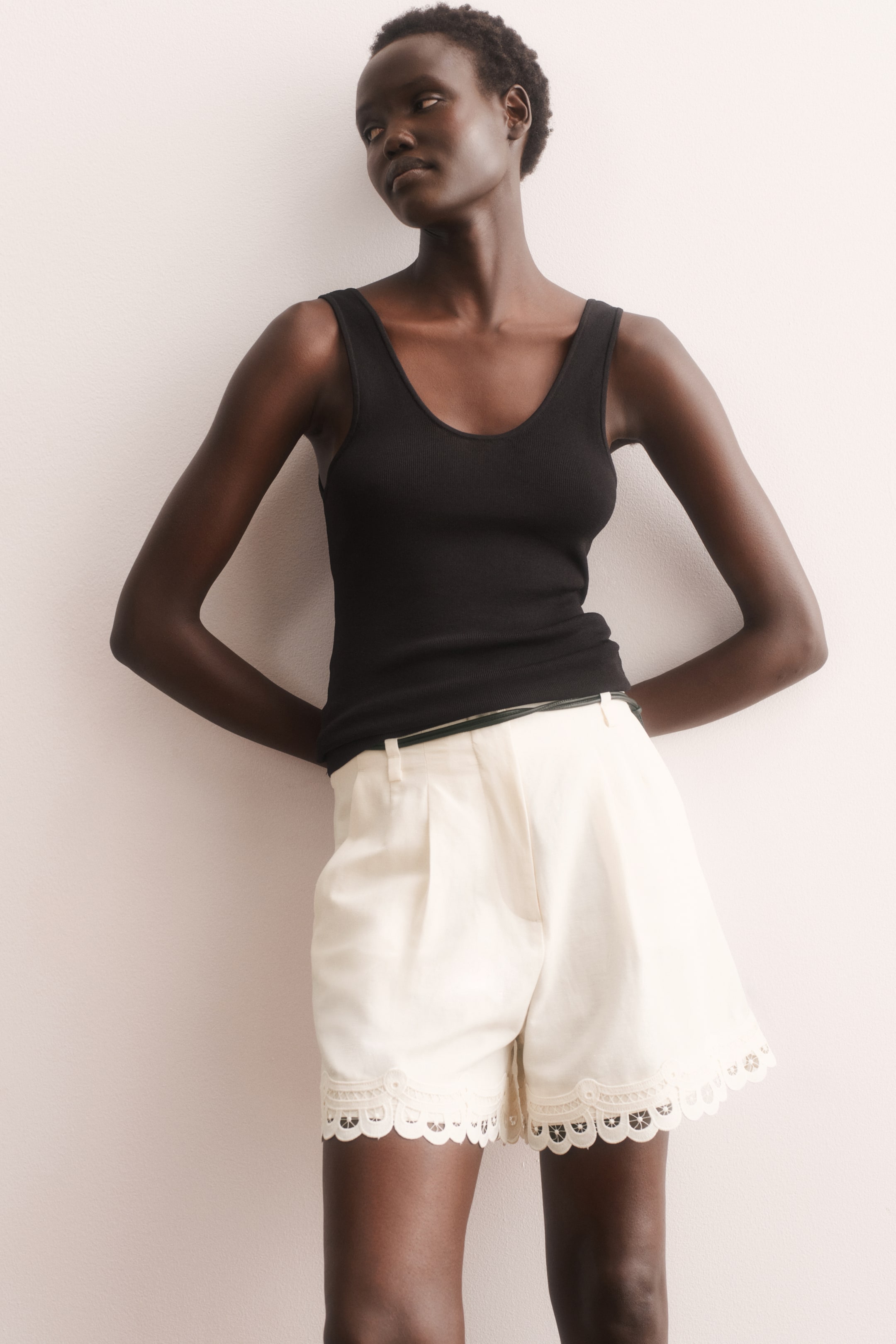 Belted Linen-Blend Shorts