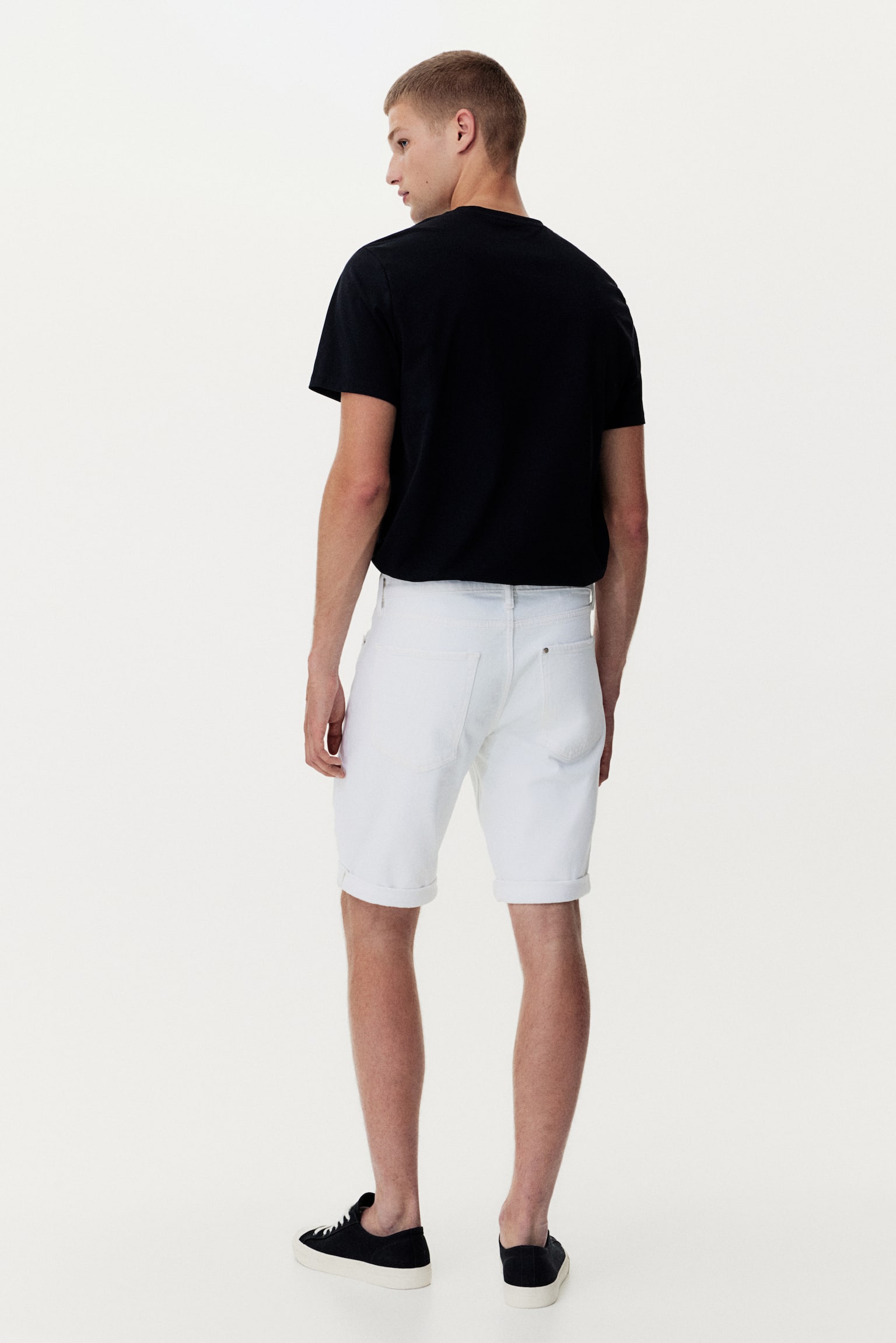 Slim Denim Shorts - White/Denim black/Light denim blue - 5