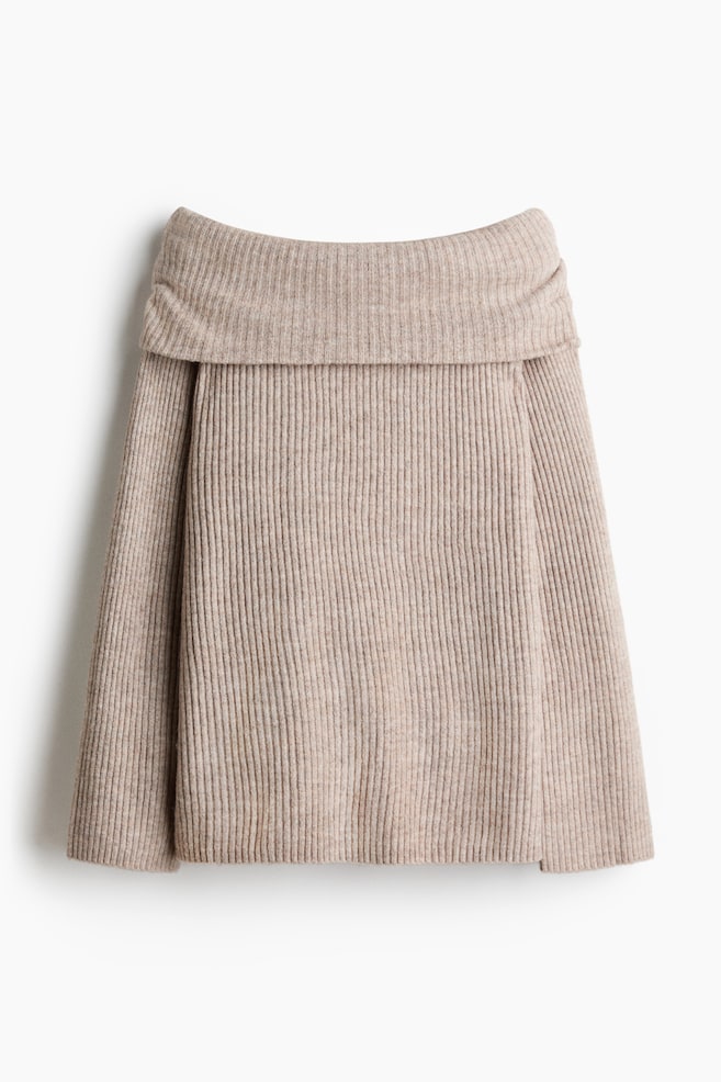 Off-the-Shoulder Sweater - Beige melange/Dark gray - 1