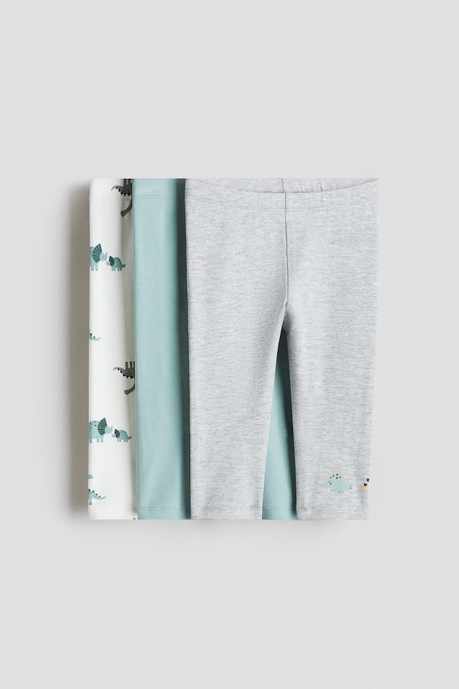 3-pack cotton jersey leggings - Turquoise/Dinosaurs/Beige/Grey/Koalas/Light purple/Floral/Dark grey/Animals/Purple/Cherries/Light blue/Dinosaurs/Light pink/Floral - 1