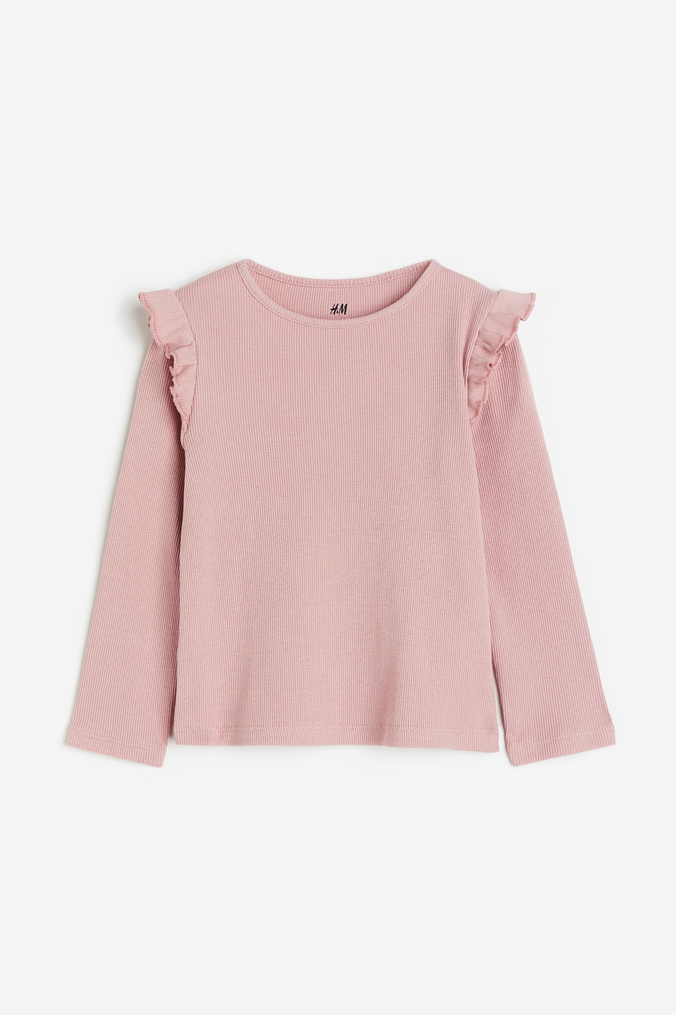 Ruffle-trimmed Ribbed Top