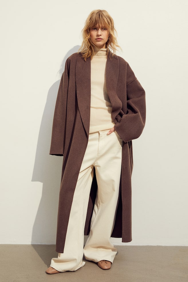 Felted wool coat - Dark brown - 1