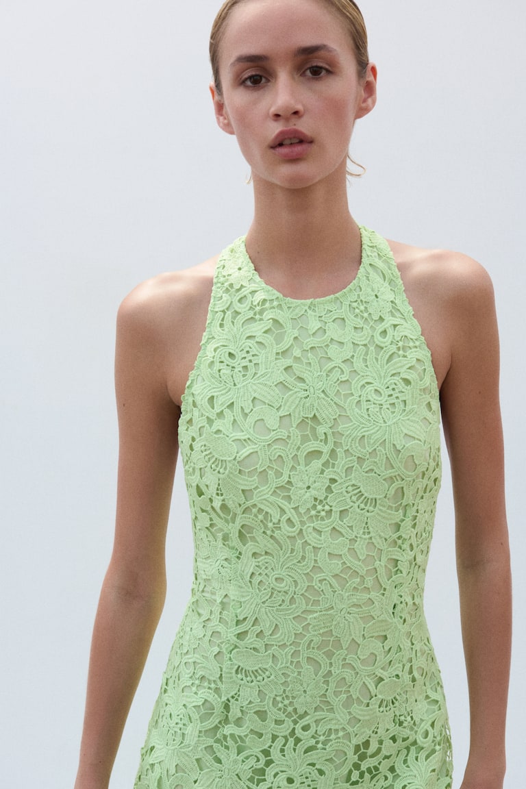 Women's Light green Lace halterneck dress | H&M