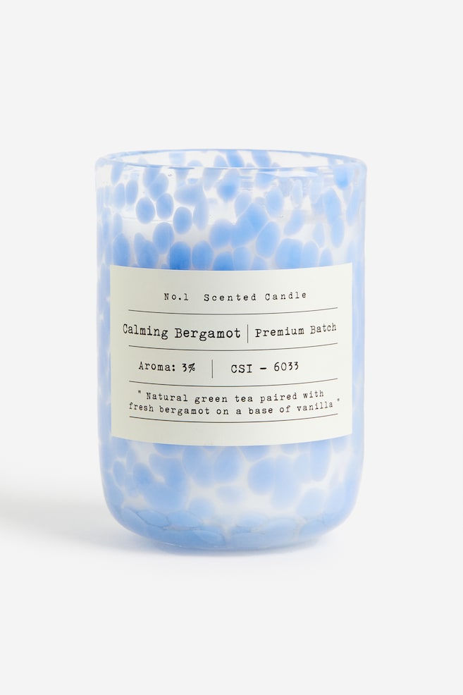 Scented candle in glass holder - Light blue/Calming Bergamot/Black/Sandalwood/White/Clean Cotton - 1