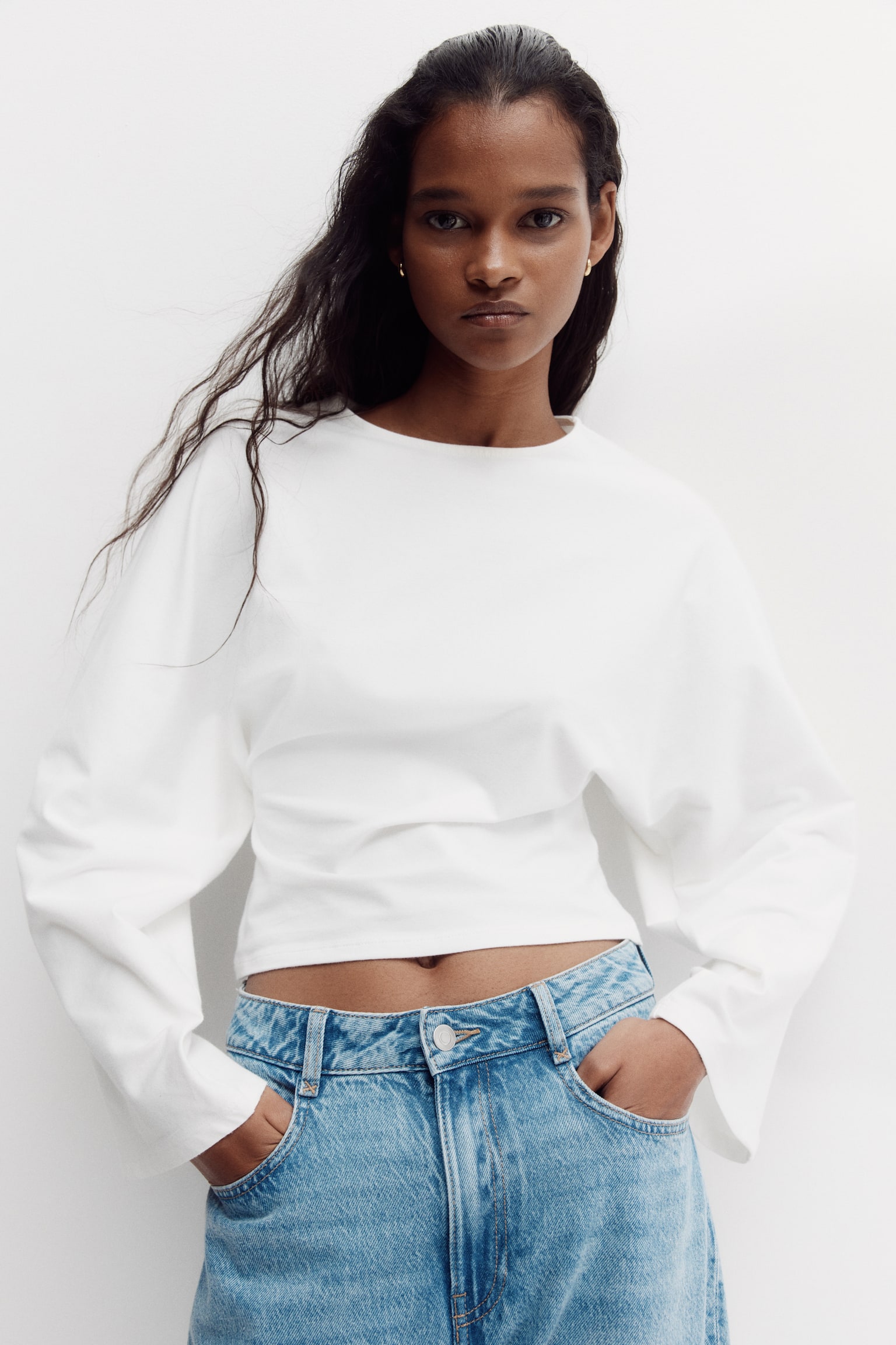 Denevérujjú dzsörzéfelső - Fehér/Sötét hamvaskék/Sötétbarna/csíkos - 6