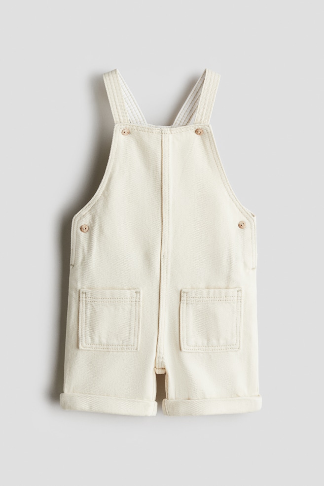 Denim dungaree shorts - Light beige/Denim blue - 1