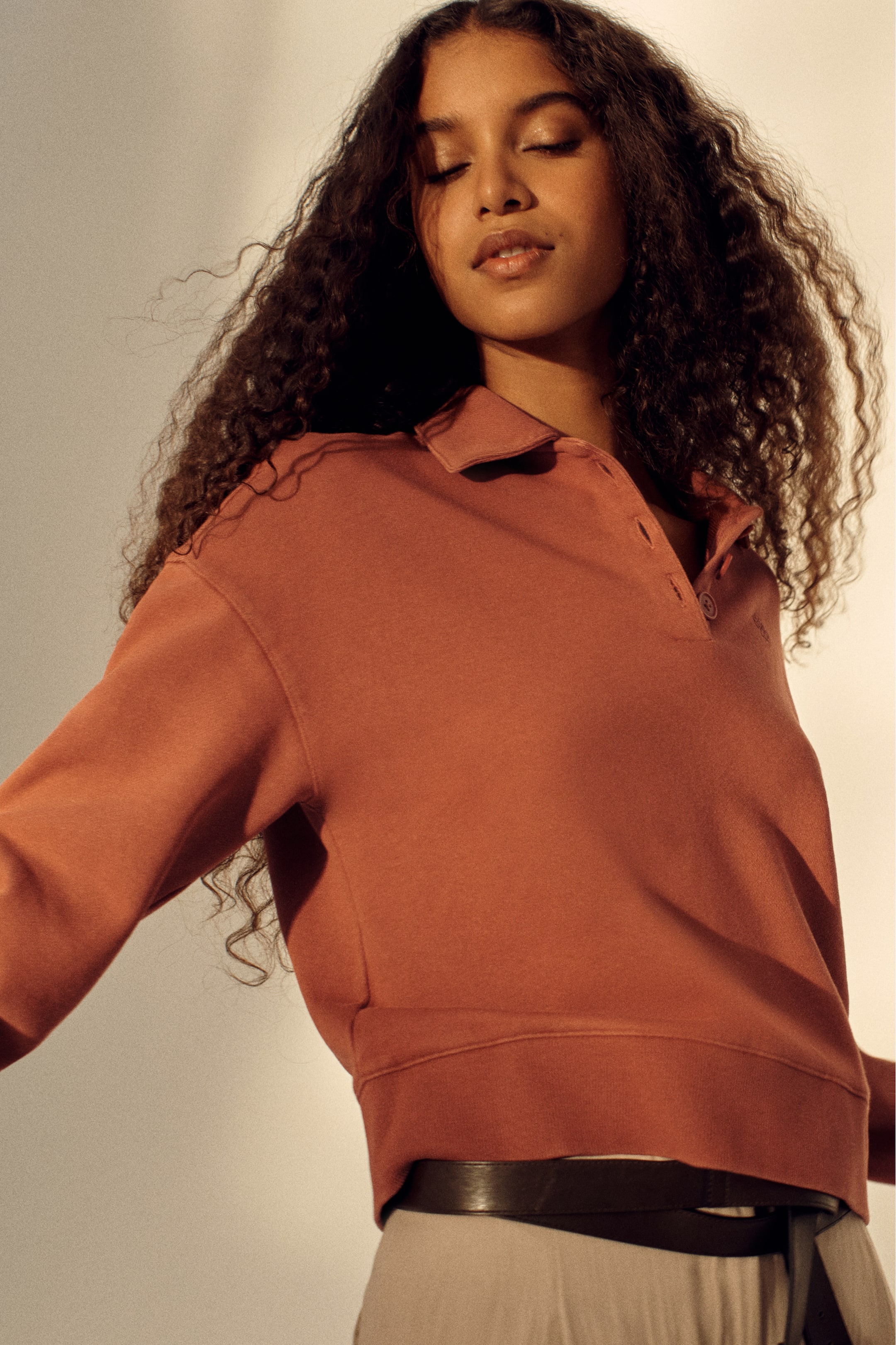 View larger image: Loose-fit polo shirt - Rust red - Ladies | H&M 1