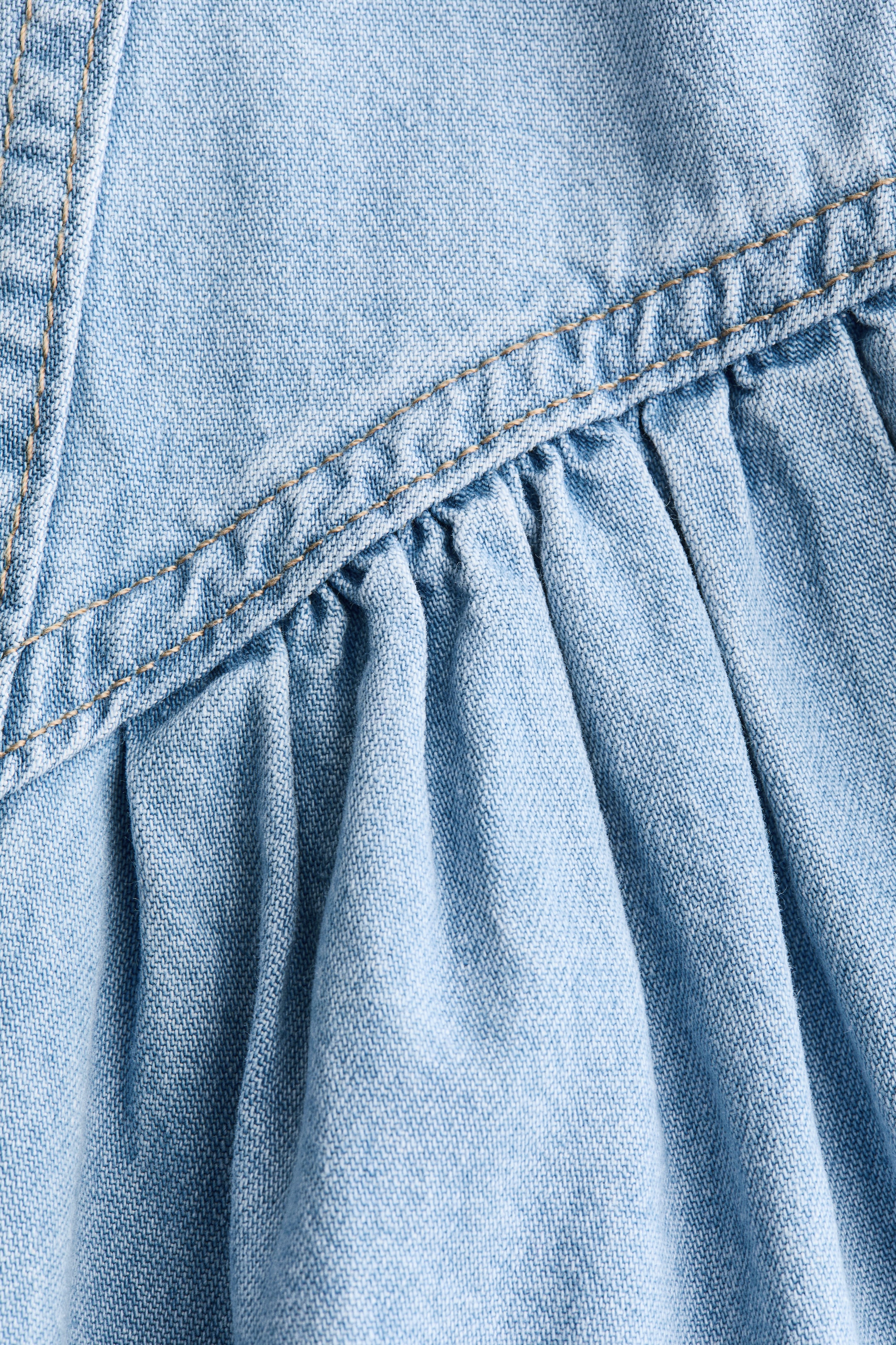 Flared-Skirt Denim Dress