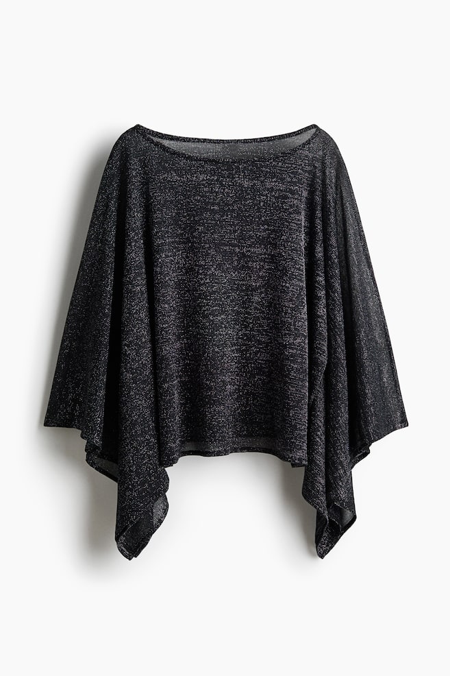 Oversized Cape Top - Black melange/Black/polka dot/Black - 1