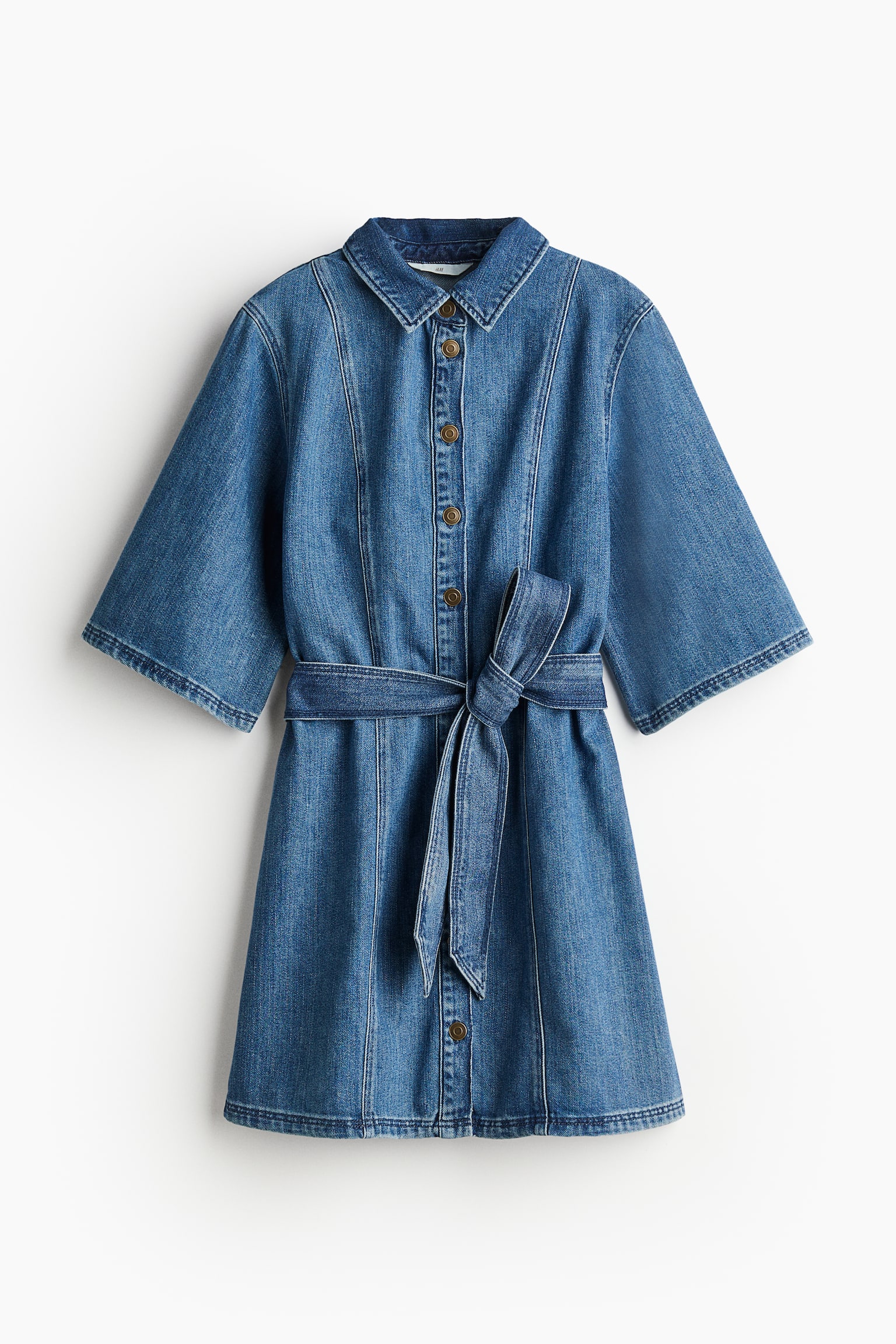 Tie Belt Denim Dress - Denim blue - 2