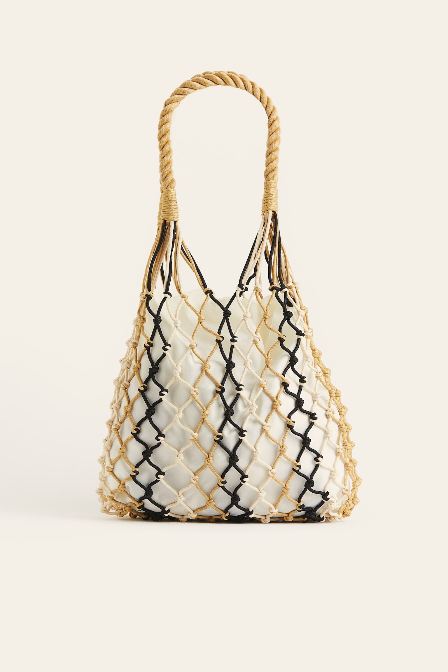 String pouch bag - Beige/Striped - 1