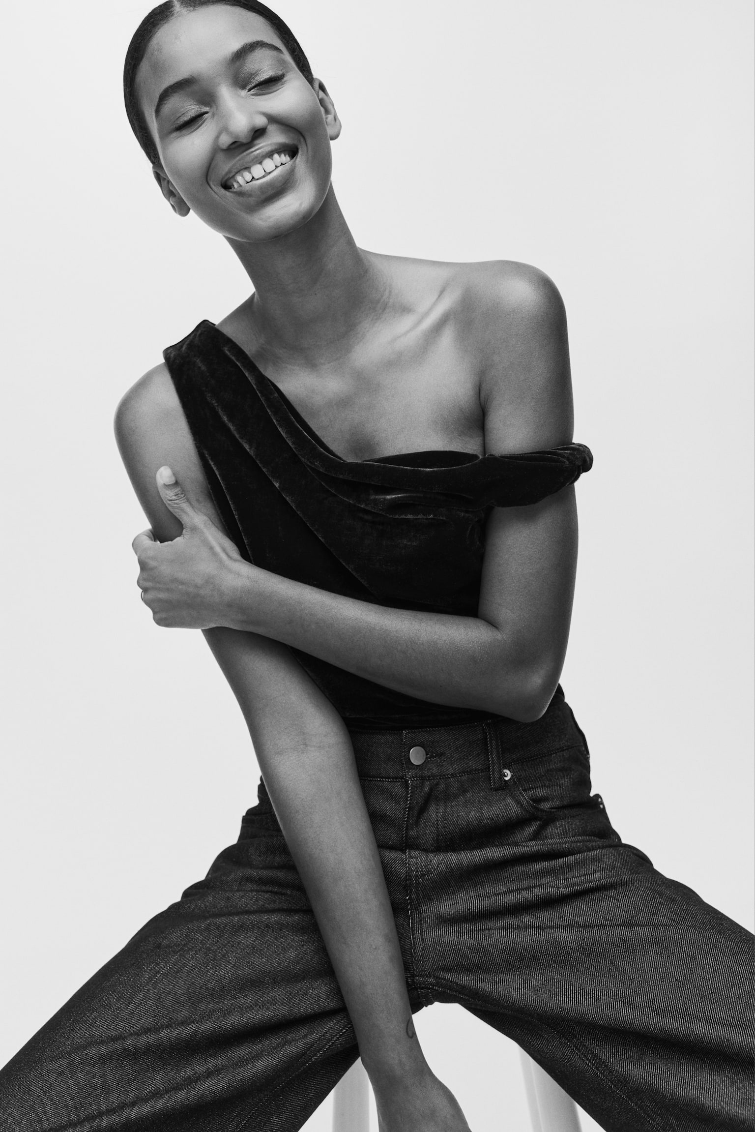 One-shouldertop - Donkergroen/Zwart - 1