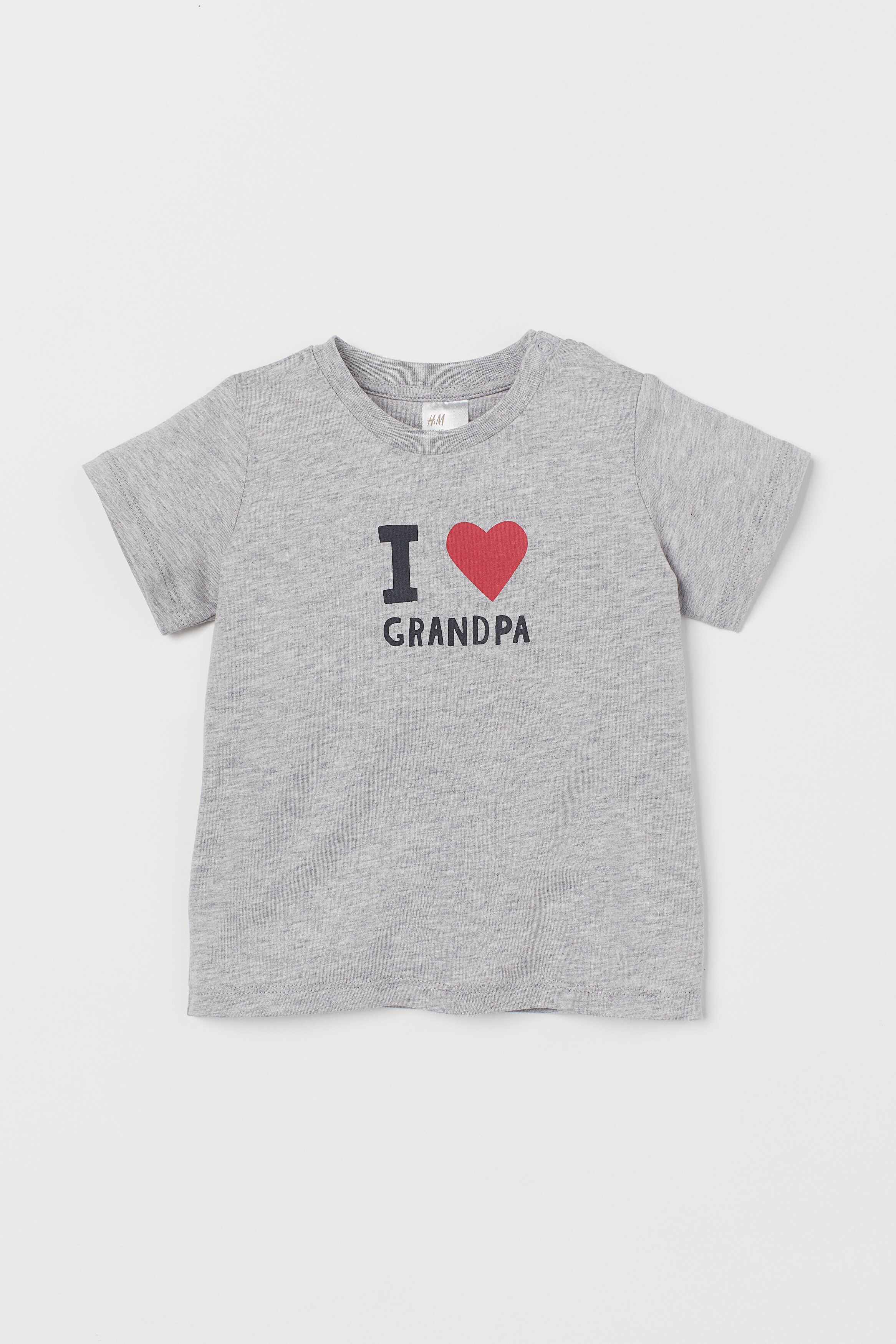 Text-print T-shirt Grey marl/I Love Grandpa Kids H&M