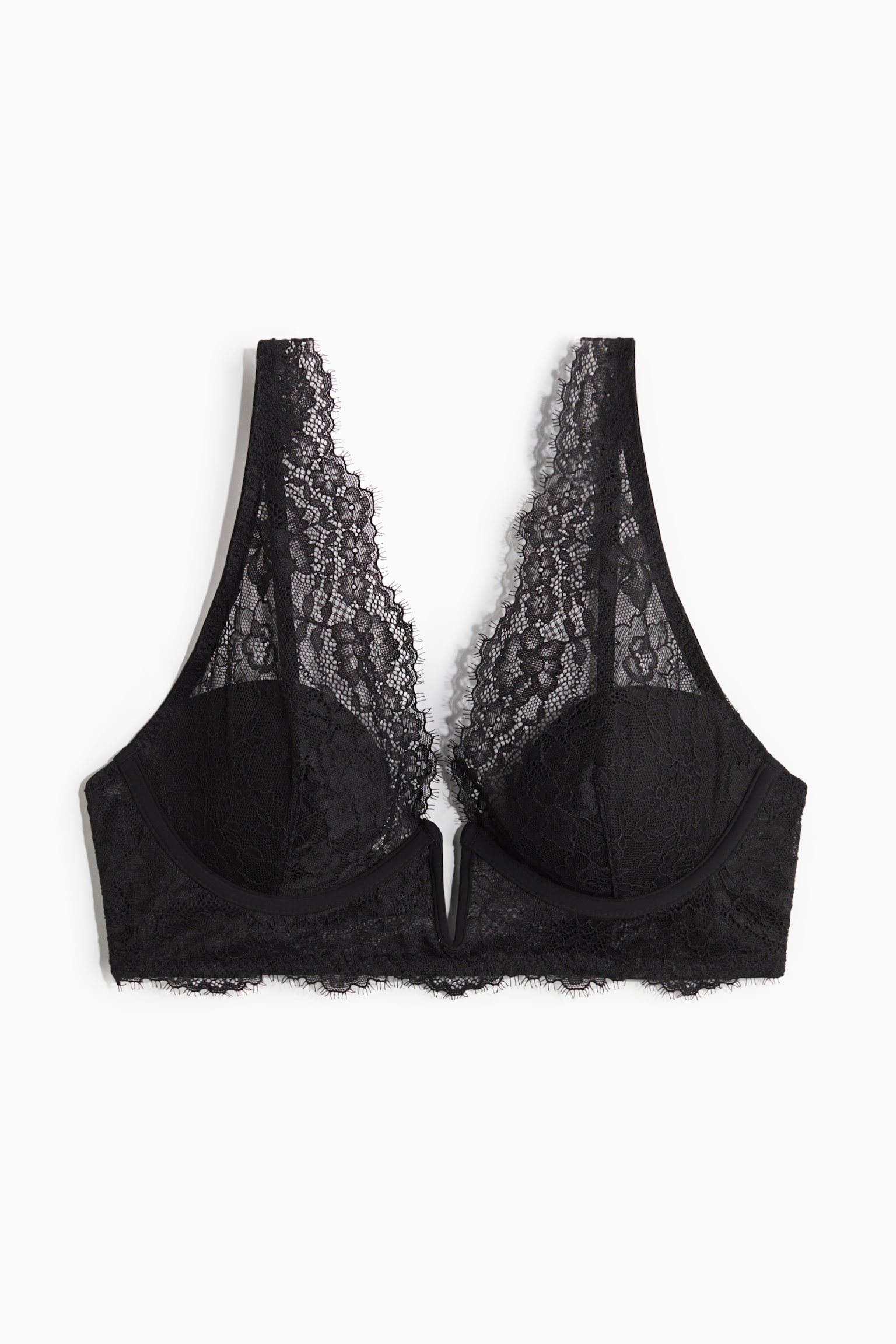 Padded underwired lace bra - Black - 2