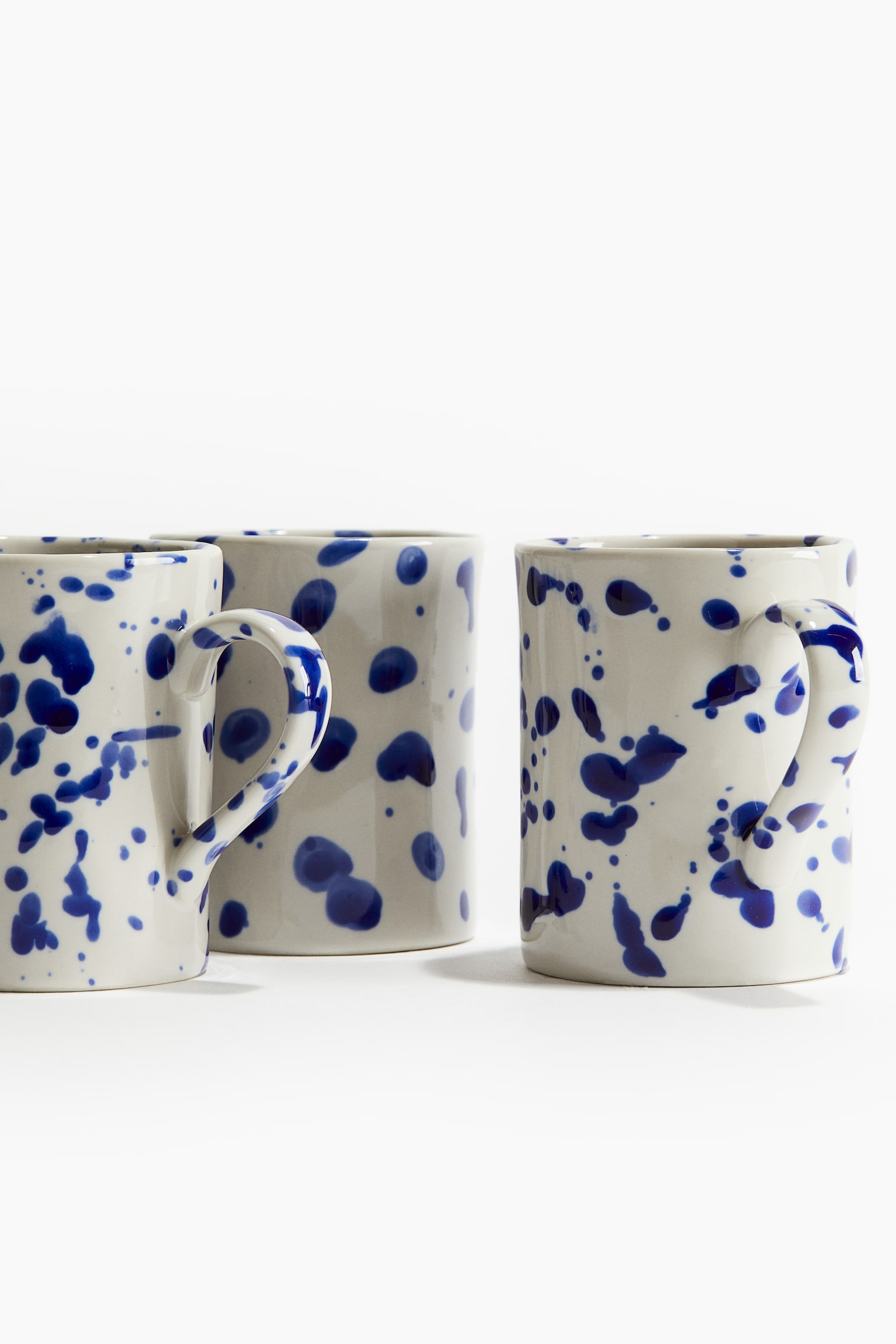 Speckled-glaze stoneware mug - Natural white/Dark blue/Brown/Patterned - 4