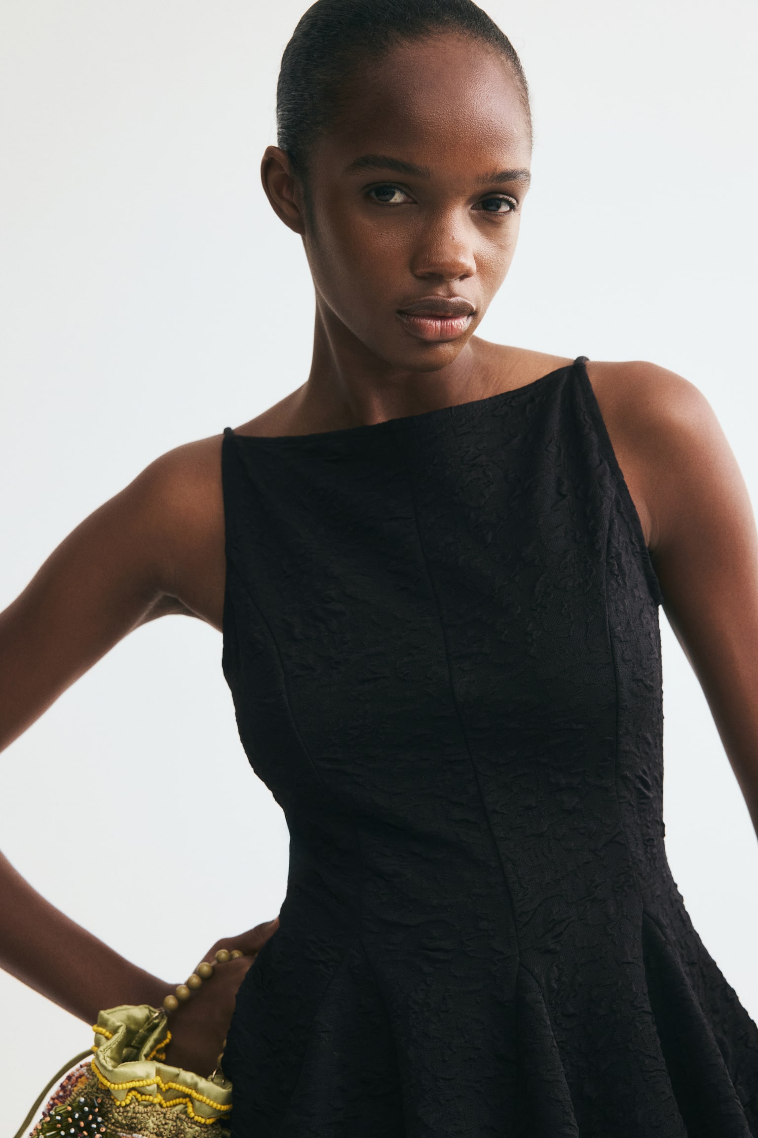 Женский топ H&M Textured Peplum Top, цвет: Чёрный — фото 4