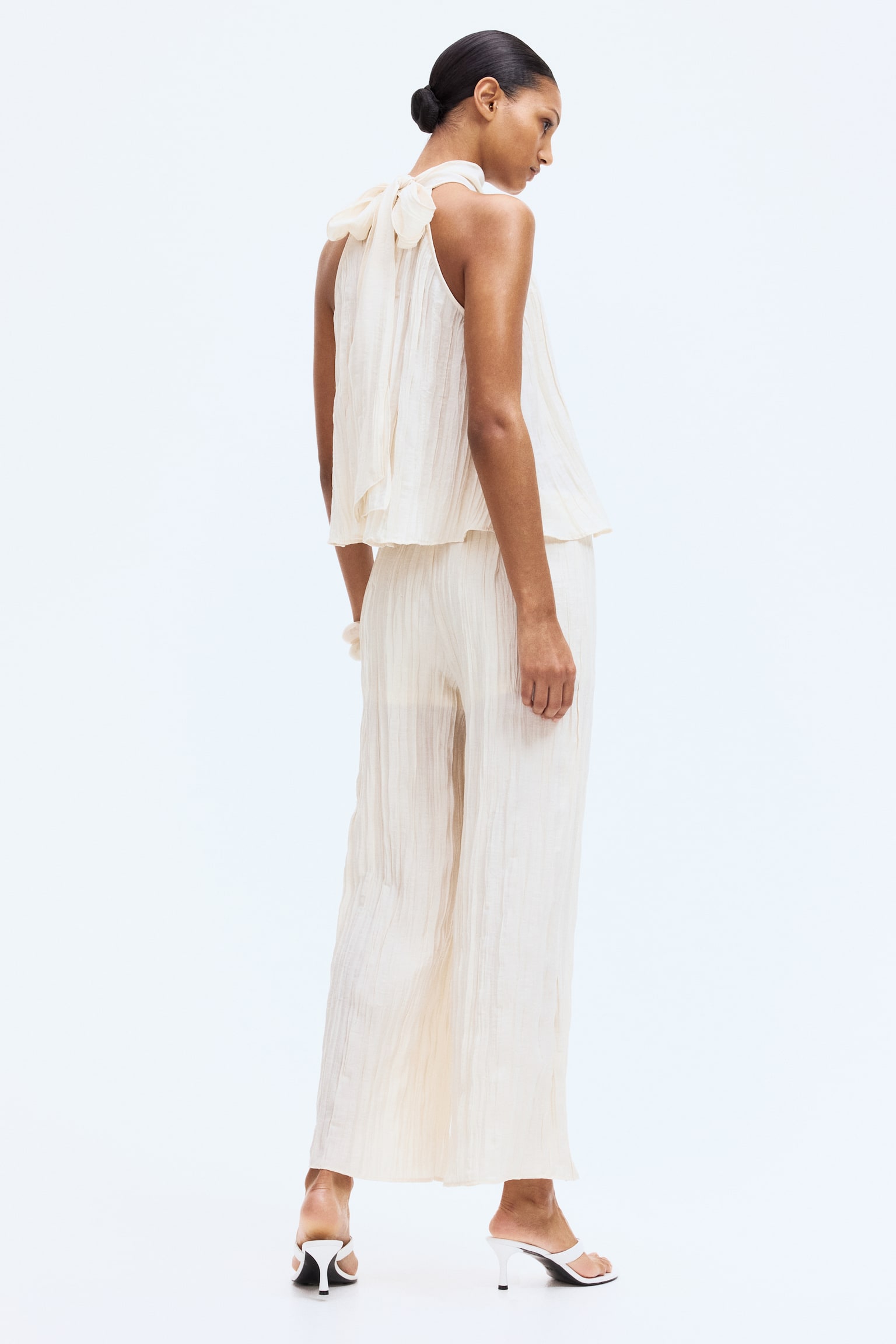 Crinkled trousers - Light beige - 4