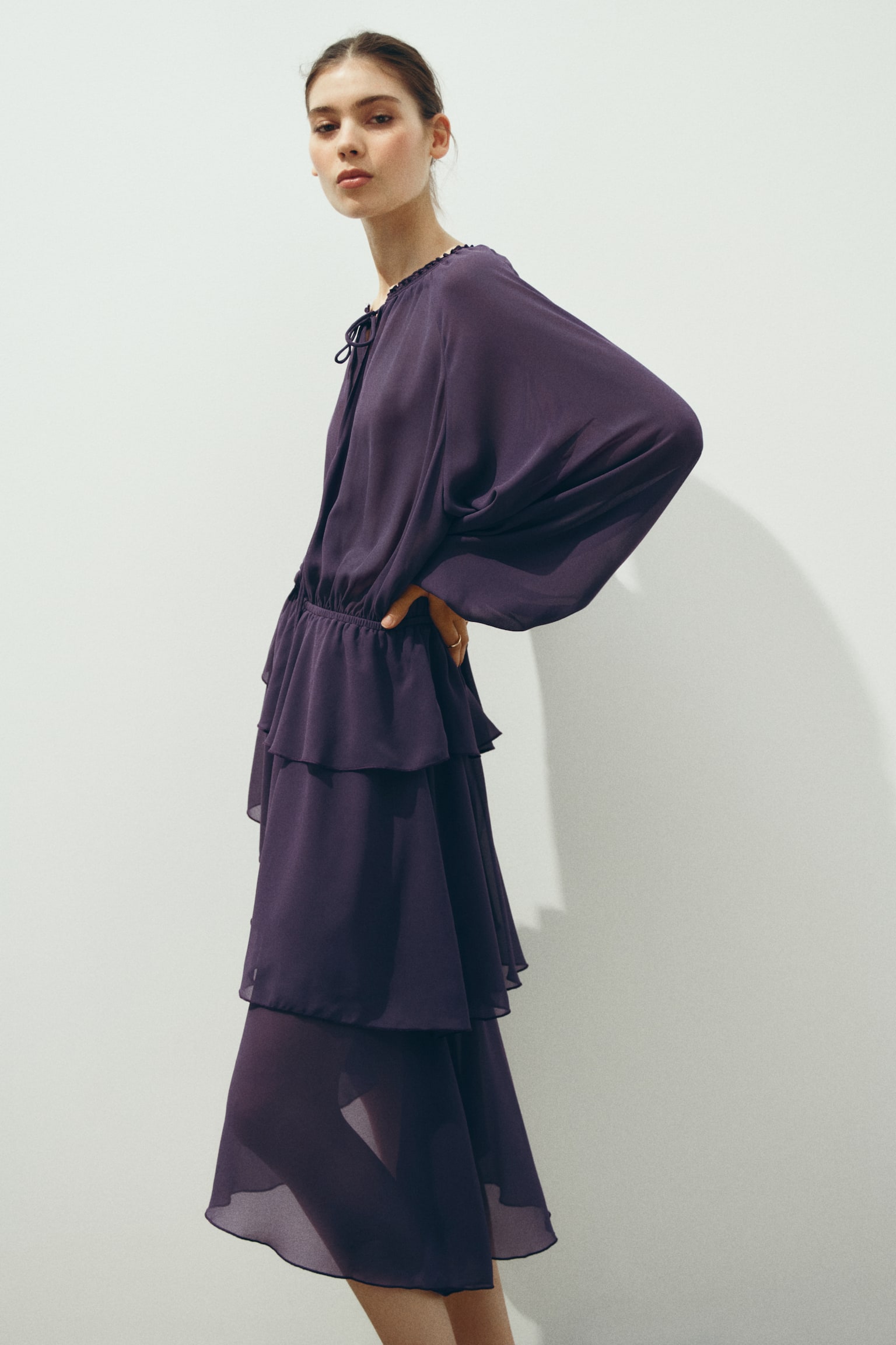 Robe asymétrique - Violet foncé - 4