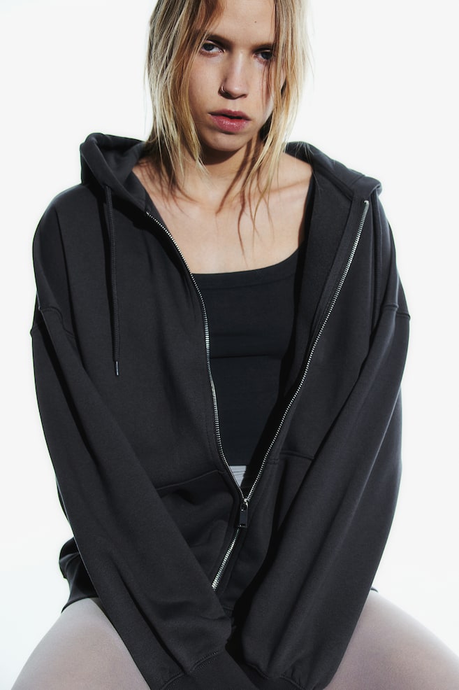 Oversized zip-through hoodie - Dark grey/Black/Light blue/Light grey marl/dc/dc/dc/dc/dc - 3