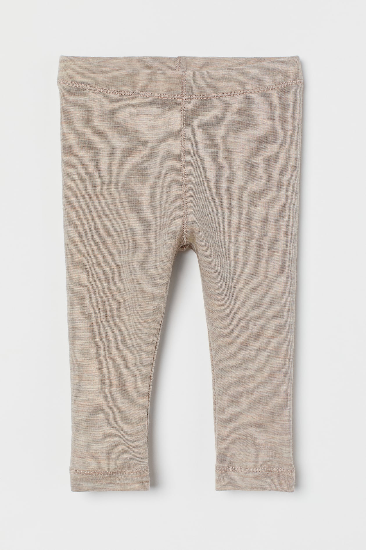 Merino Wool Leggings - Regular waist - Long - Beige melange - Kids | H&M US