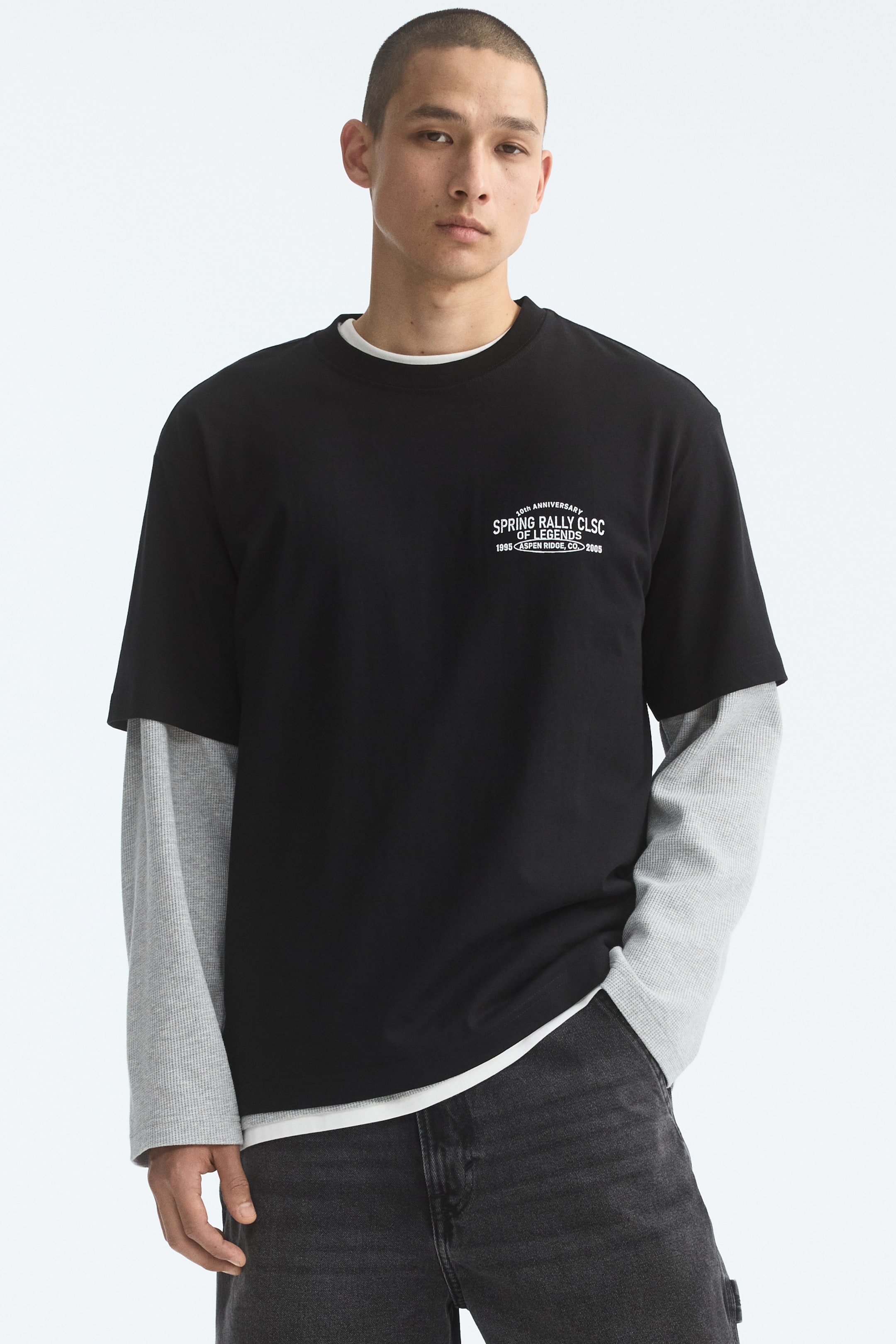 View larger image: Loose Fit Printed T-shirt - Black/Spring Rally - Men | H&M 1
