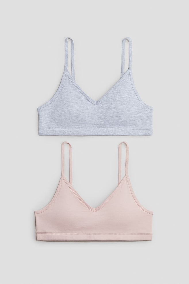 Lot de 2 brassières paddées en coton - Rose clair/gris clair chiné/Noir/blanc/Blanc - 1