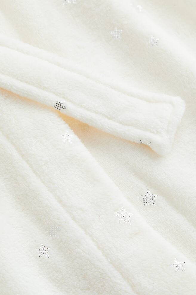 Fleece dressing gown - White/Stars - 2