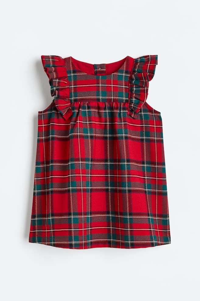 Frilled dress - Red/Checked - 1