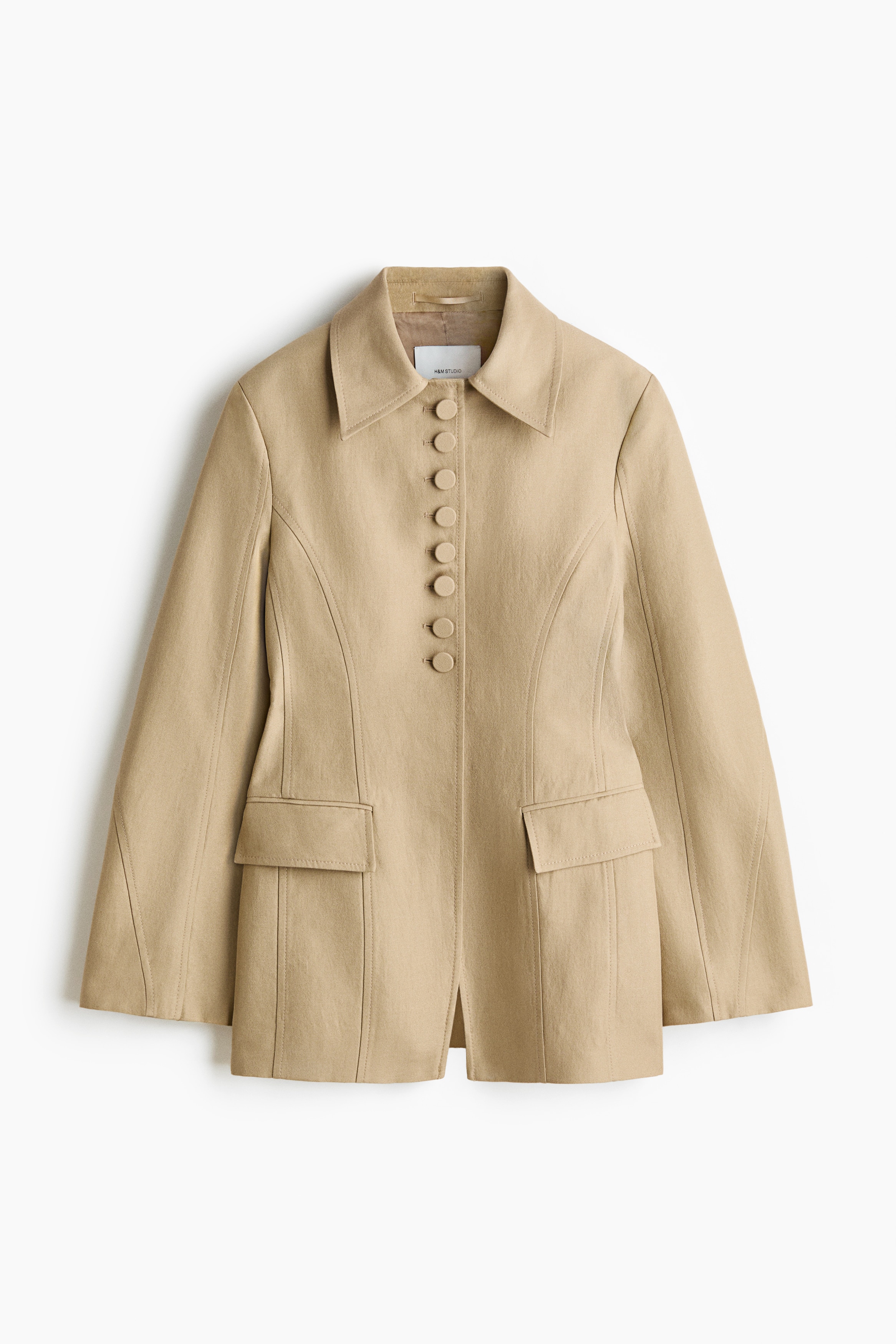 Linen-blend hourglass blazer - Beige