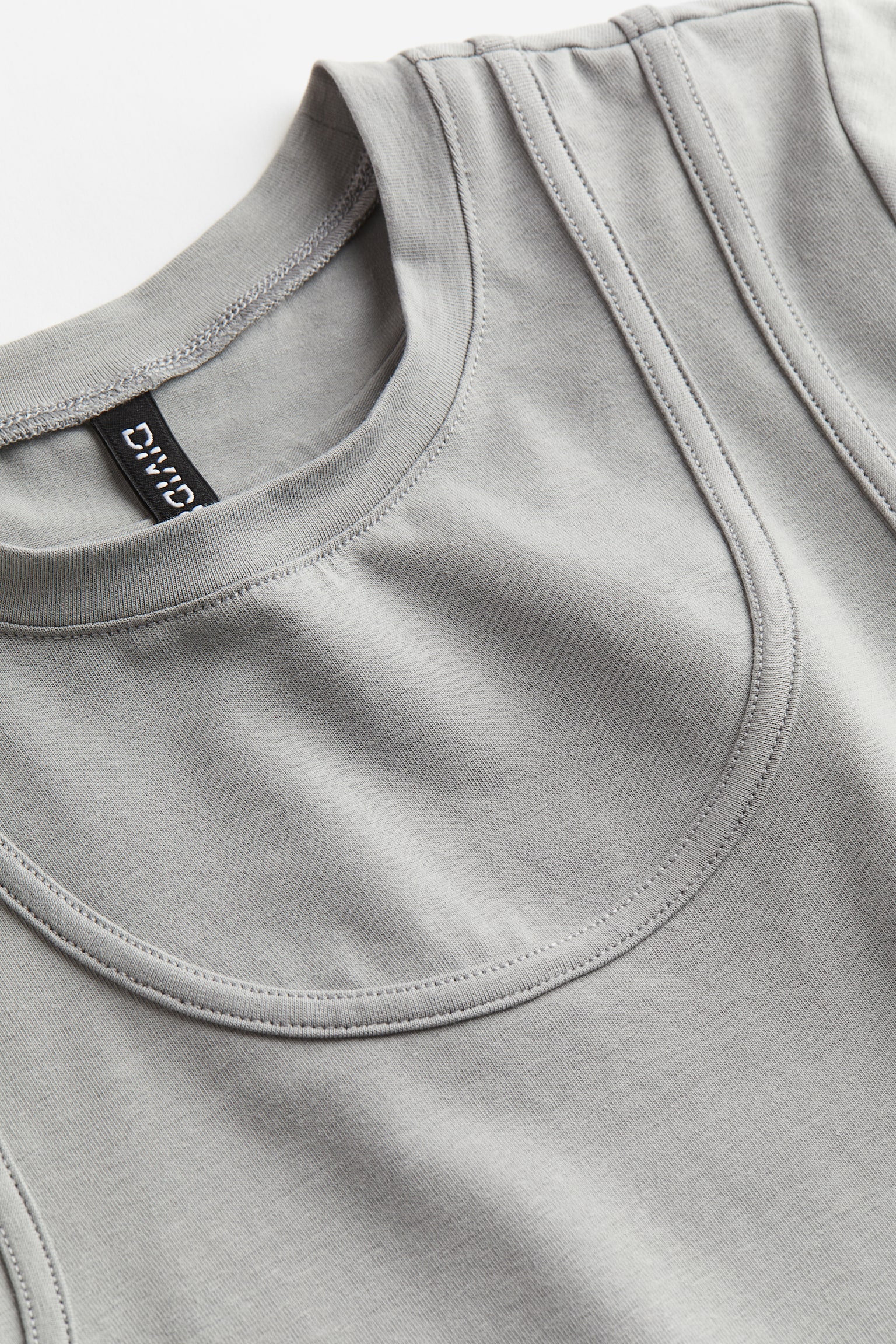 Seam-detail T-shirt - Grey/Cream - 5