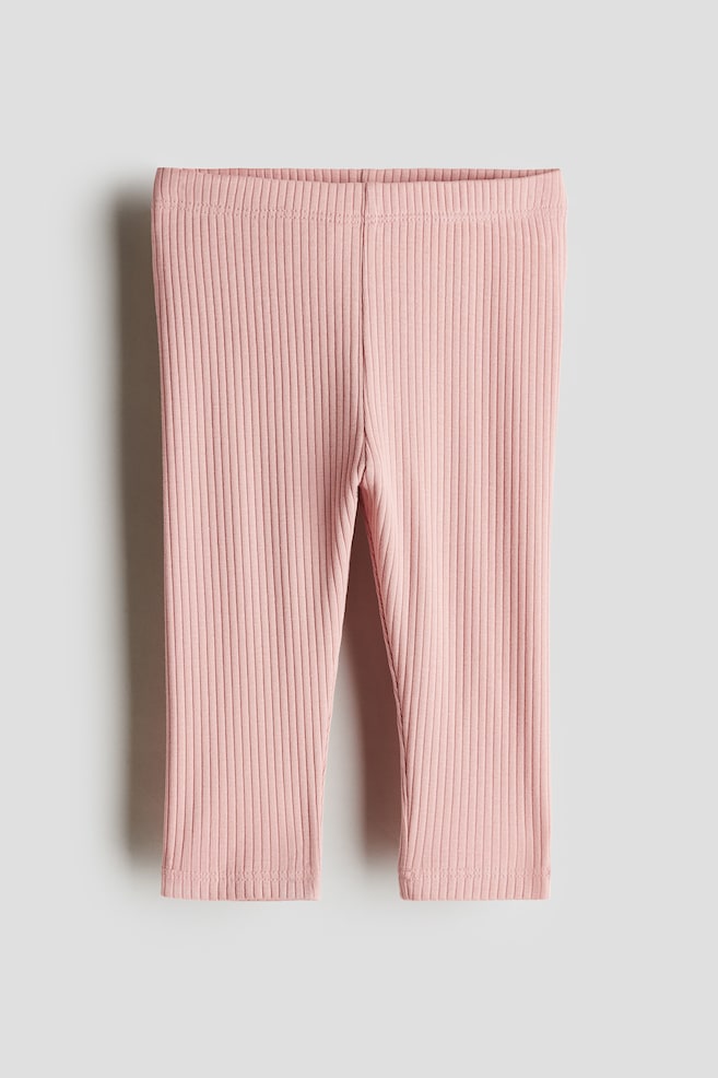 Ribbed Cotton Leggings - Dusty pink/Beige/Black/Light blue/Light gray/Light pink/Light blue - 1