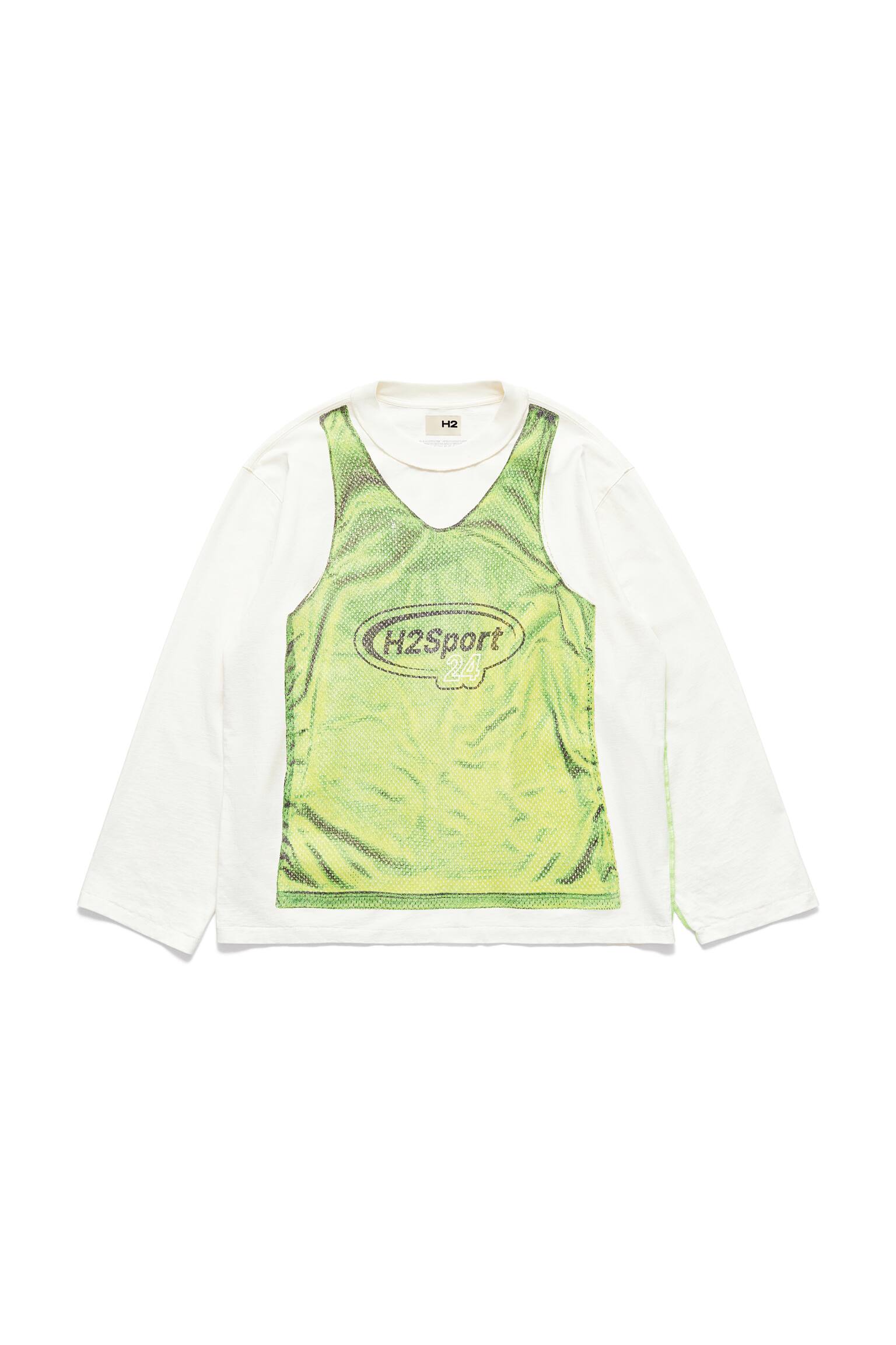 Print Jersey Top - White/Light green - 2