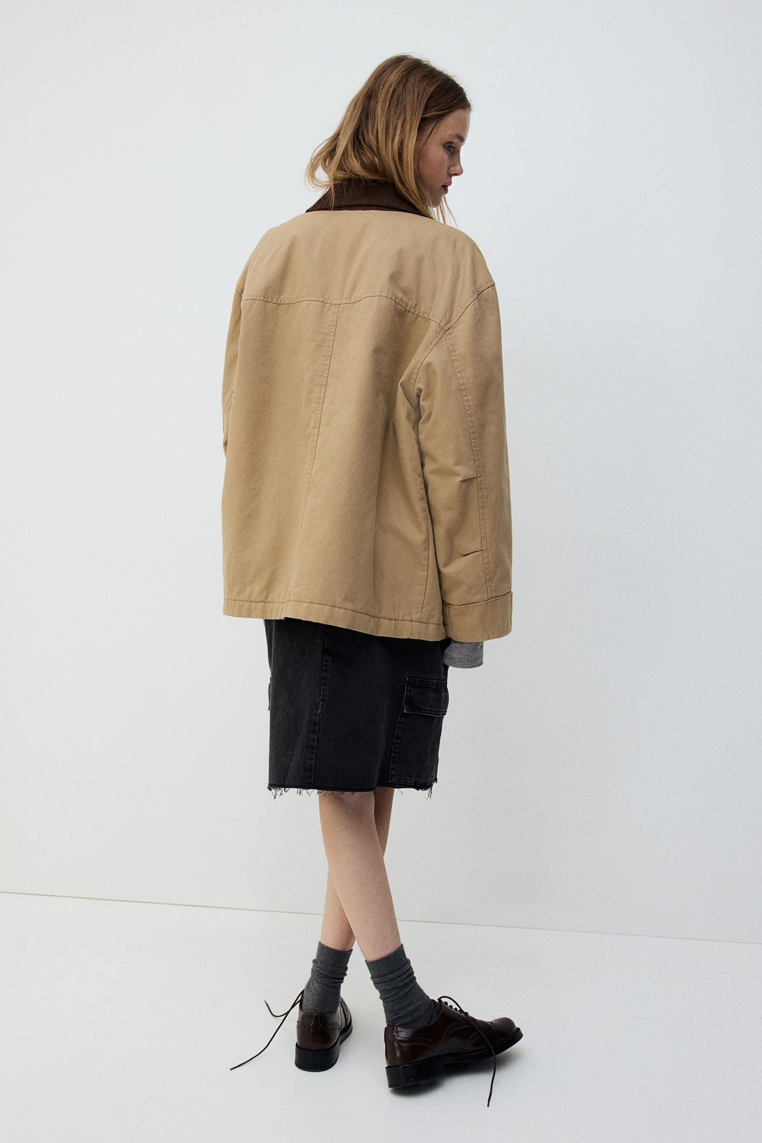 Oversized canvas jacket - Beige/Khaki green - 6