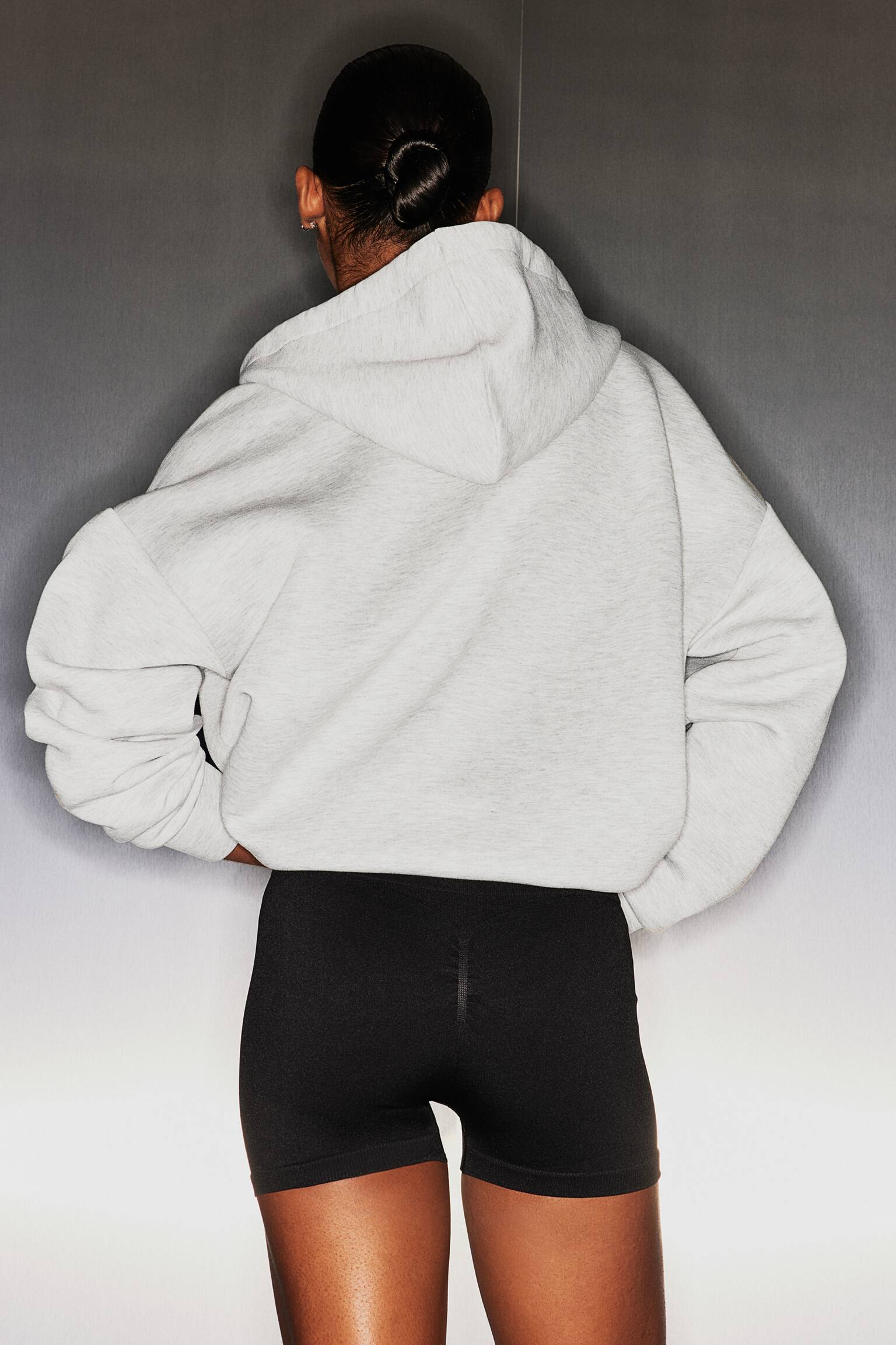 Zip Up Activewear Hoodie In DryMove™ - Light grey marle - 4