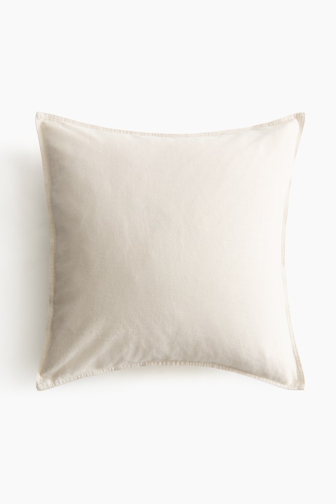 Linen-blend cushion cover - Light beige/Dark brown/Light greige/Dark khaki green - 1