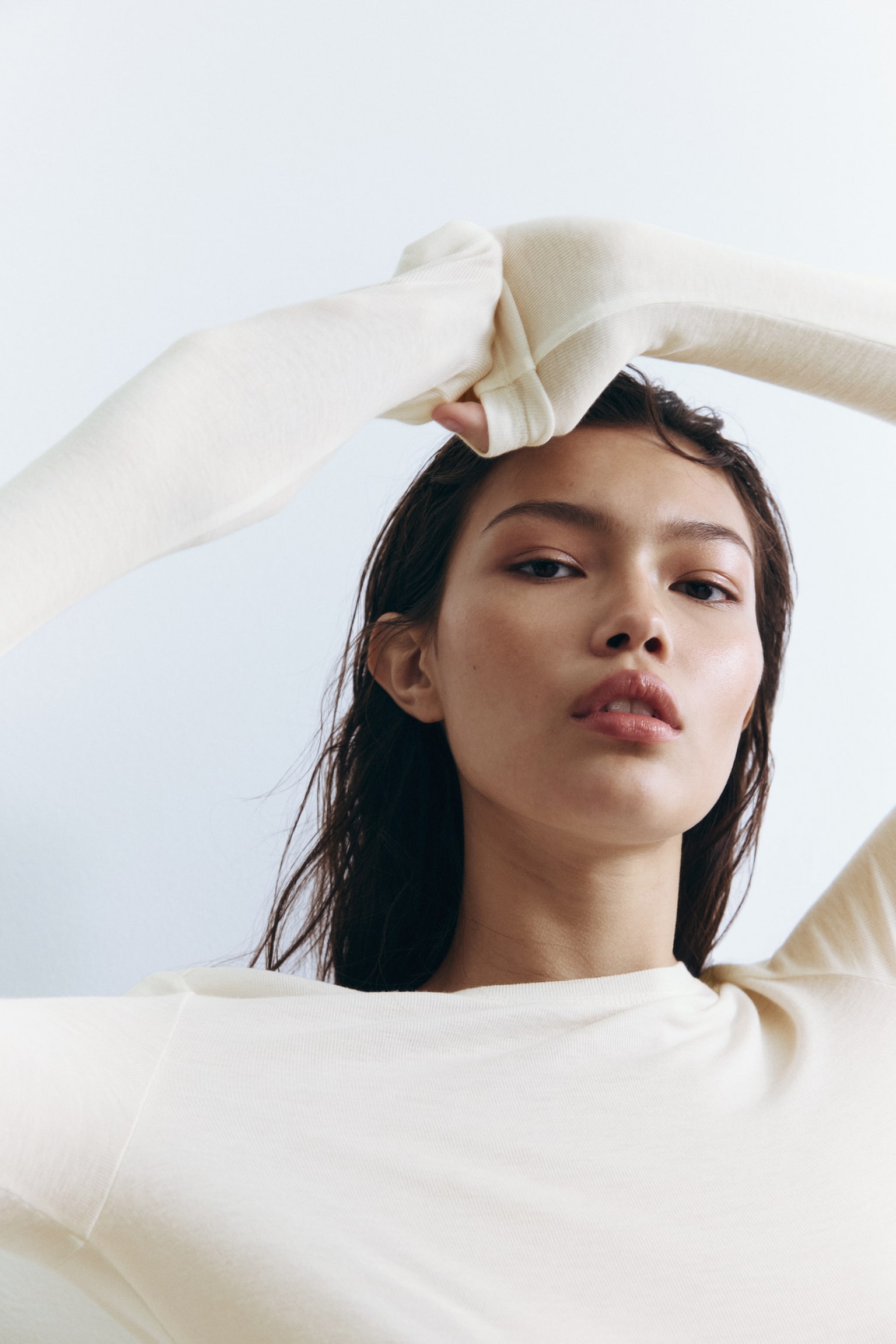 Wool-blend top - White/Black/Dark brown - 6