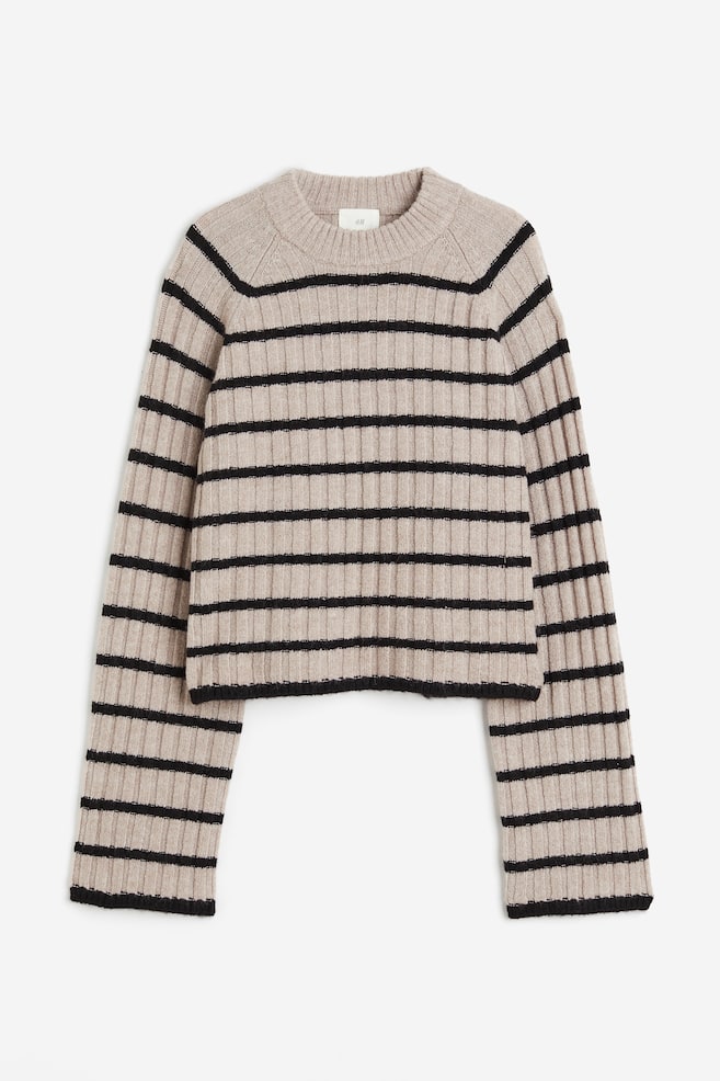 Rib-knit jumper - Mole/Striped/Light greige/Navy blue/Striped - 2