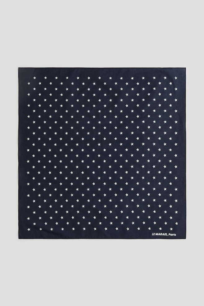 Printed Cotton Scarf - Navy blue/stars/Beige/leopard print/Dark red/dotted - 1
