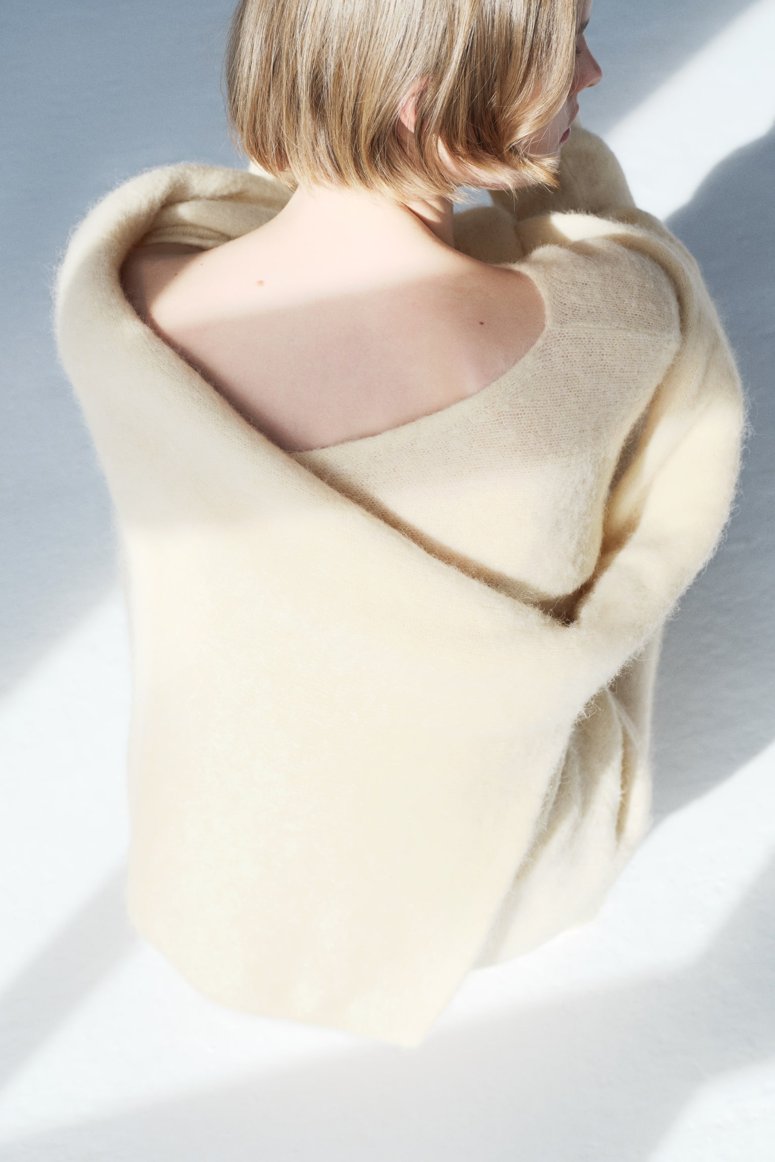 Chandail asymétrique en alpaga mélangé - Jaune clair/Beige clair - 5